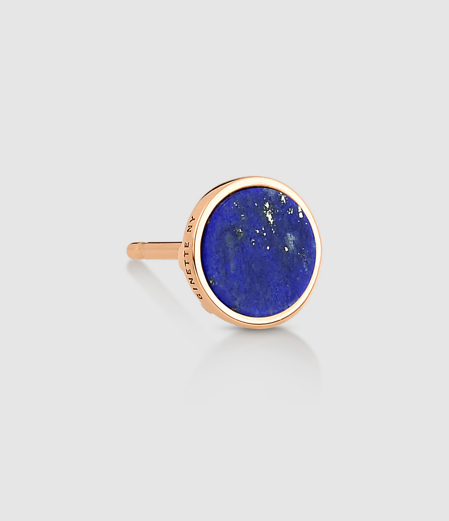 Boucle d'oreille Ever Disc Lapis Lazuli Or Rose (vendue à l'unité)
