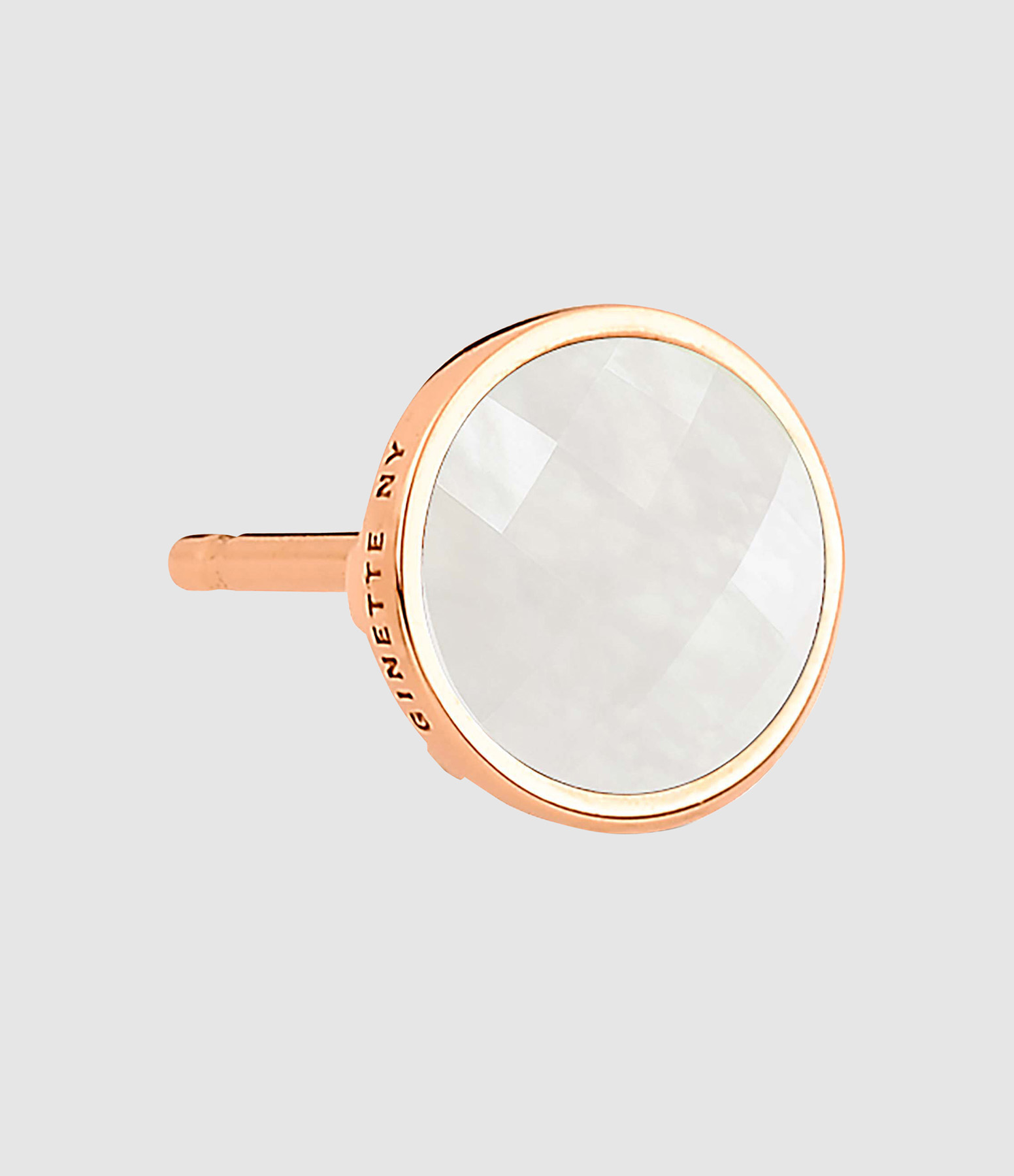 Boucle d'Oreille Pixie Ever Disc Pierre de Lune Blanche Or Rose (vendue à l'unité)