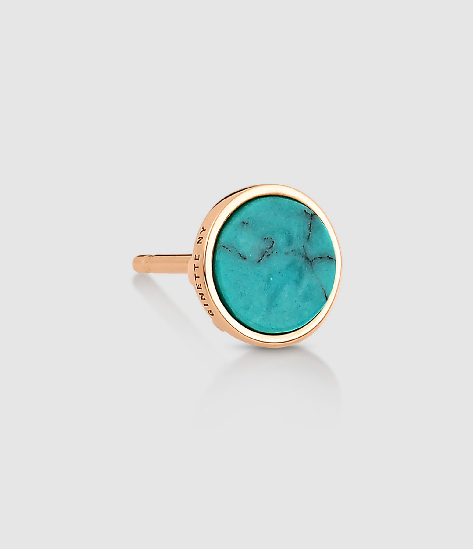 Boucle d'oreille Ever Disc Turquoise Or Rose (vendue à l'unité)