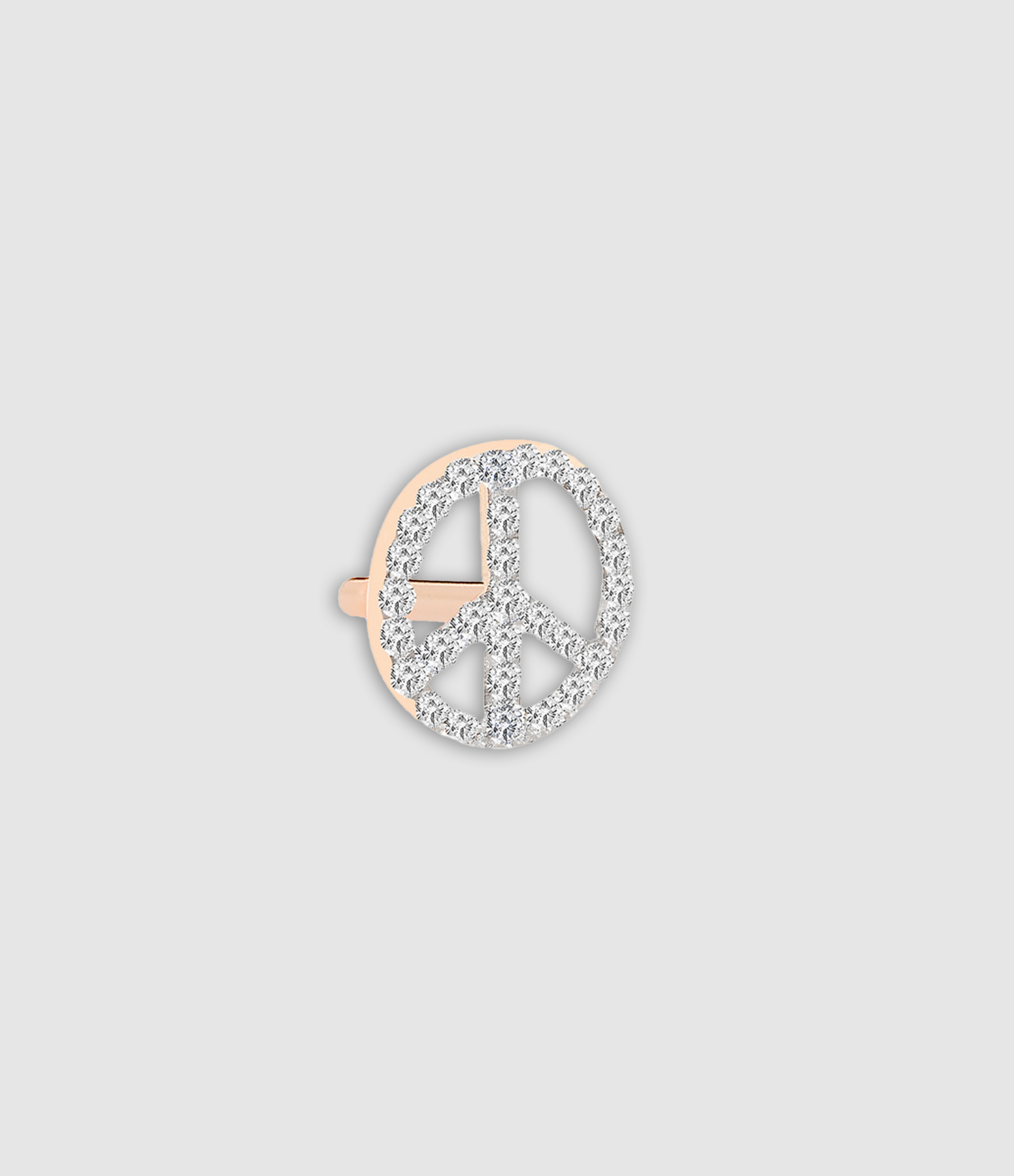 Boucle d'oreille Paix & Amour Or Rose Diamants (vendue à l'unité)