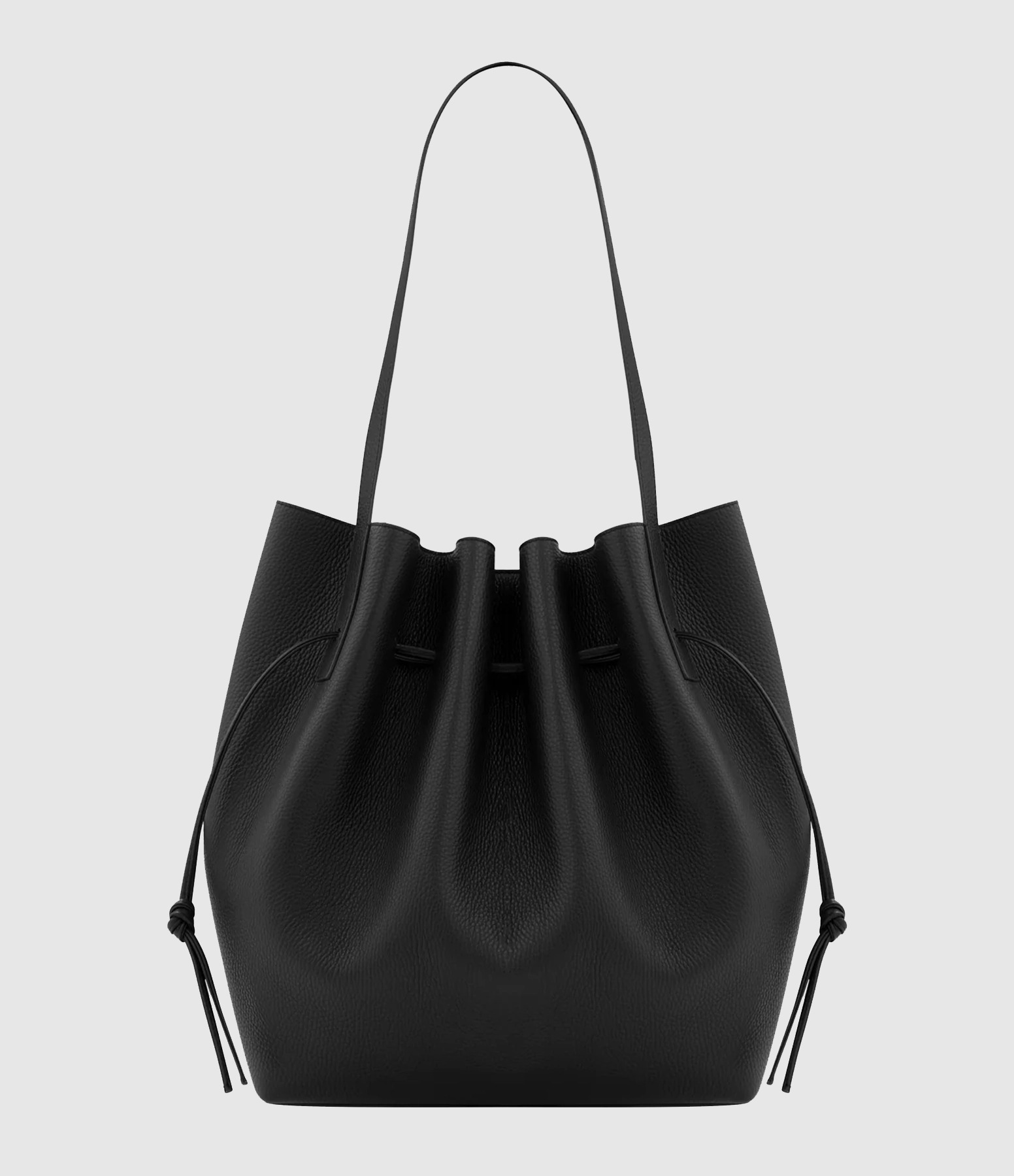 Sac Scallop Tote Cuir Grainé Black