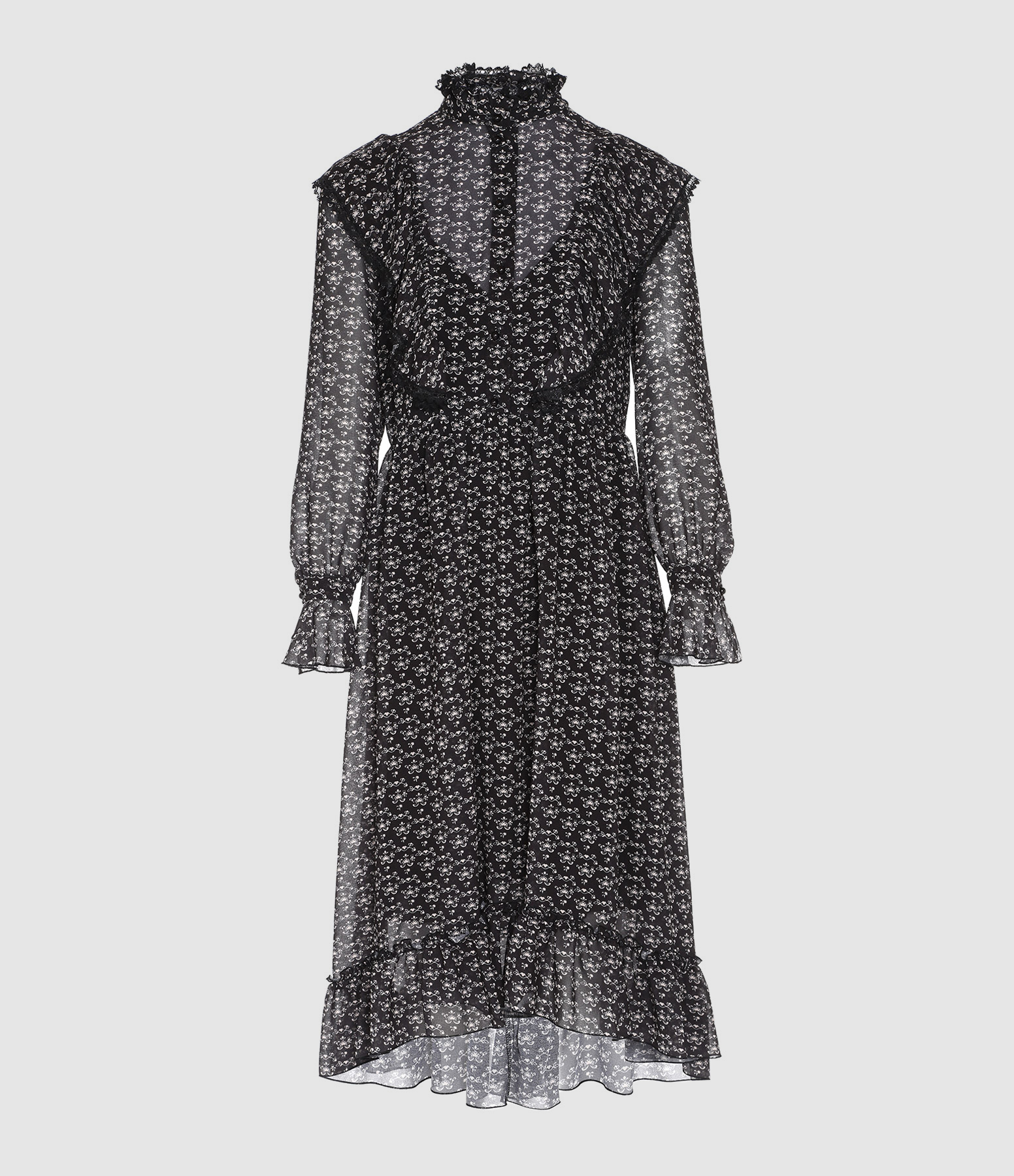 Robe Volant Transparente Noir Blanc