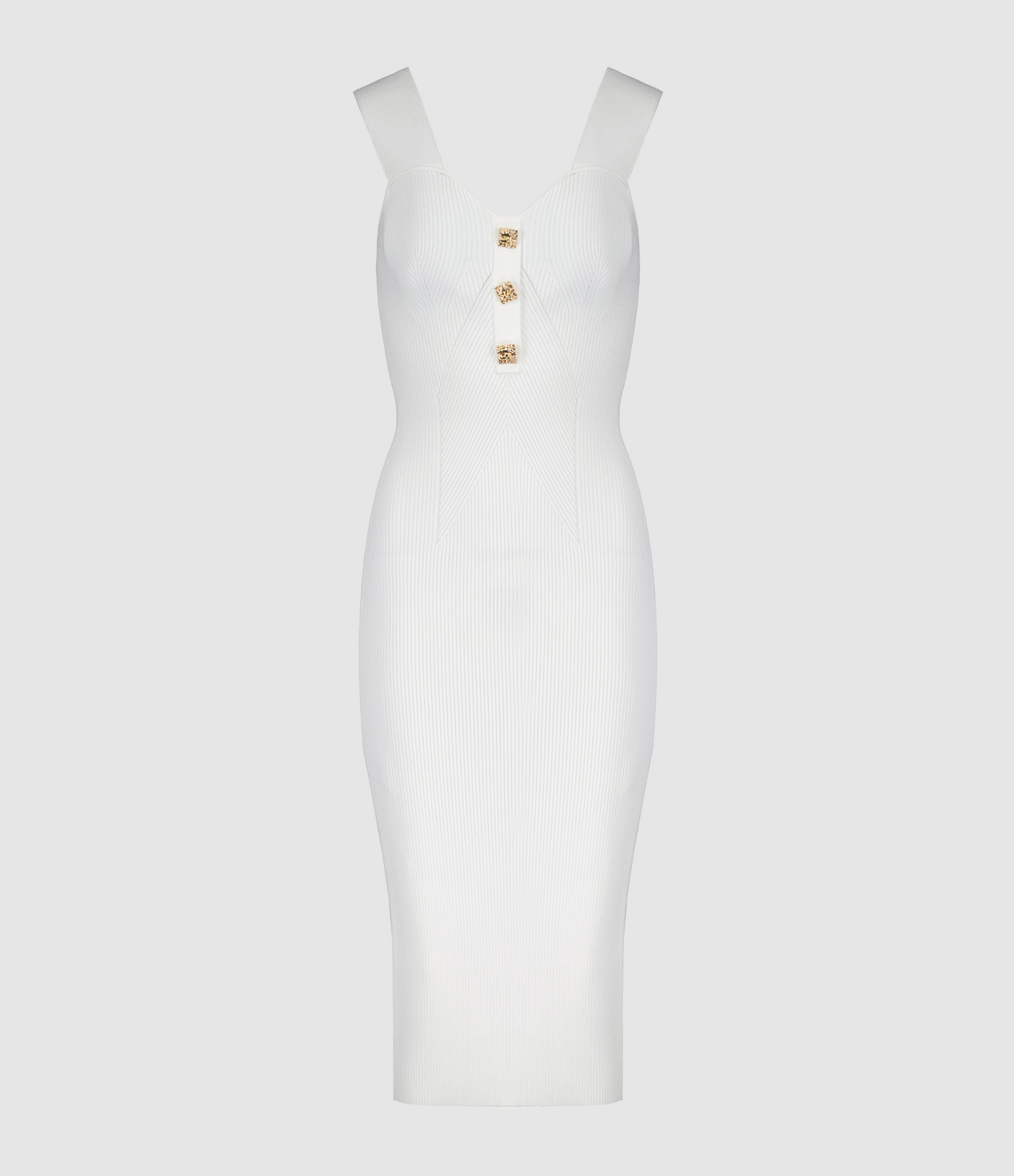 Robe Midi Maille Côtelée Blanc