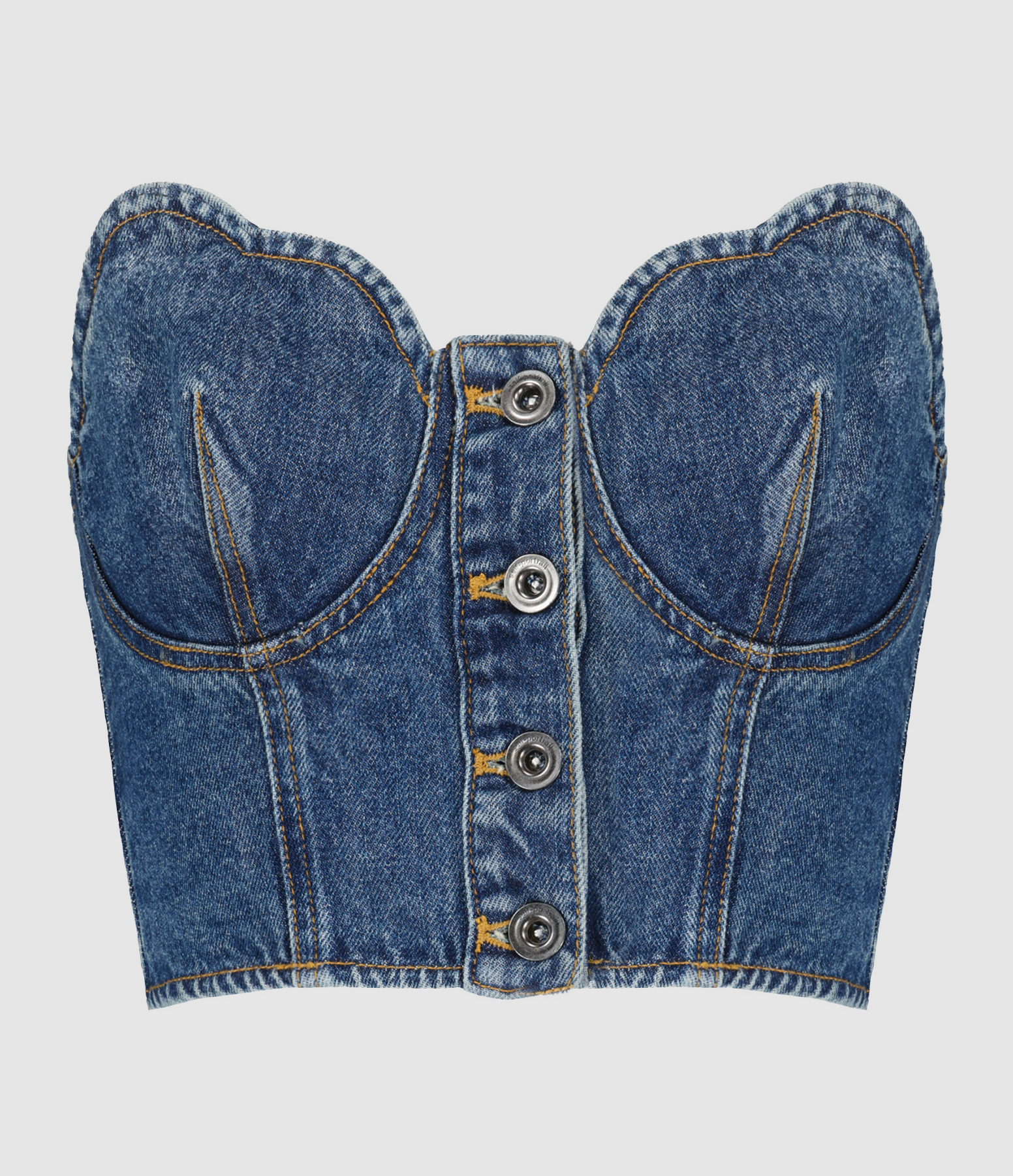 Top Court Bustier Denim Bleu