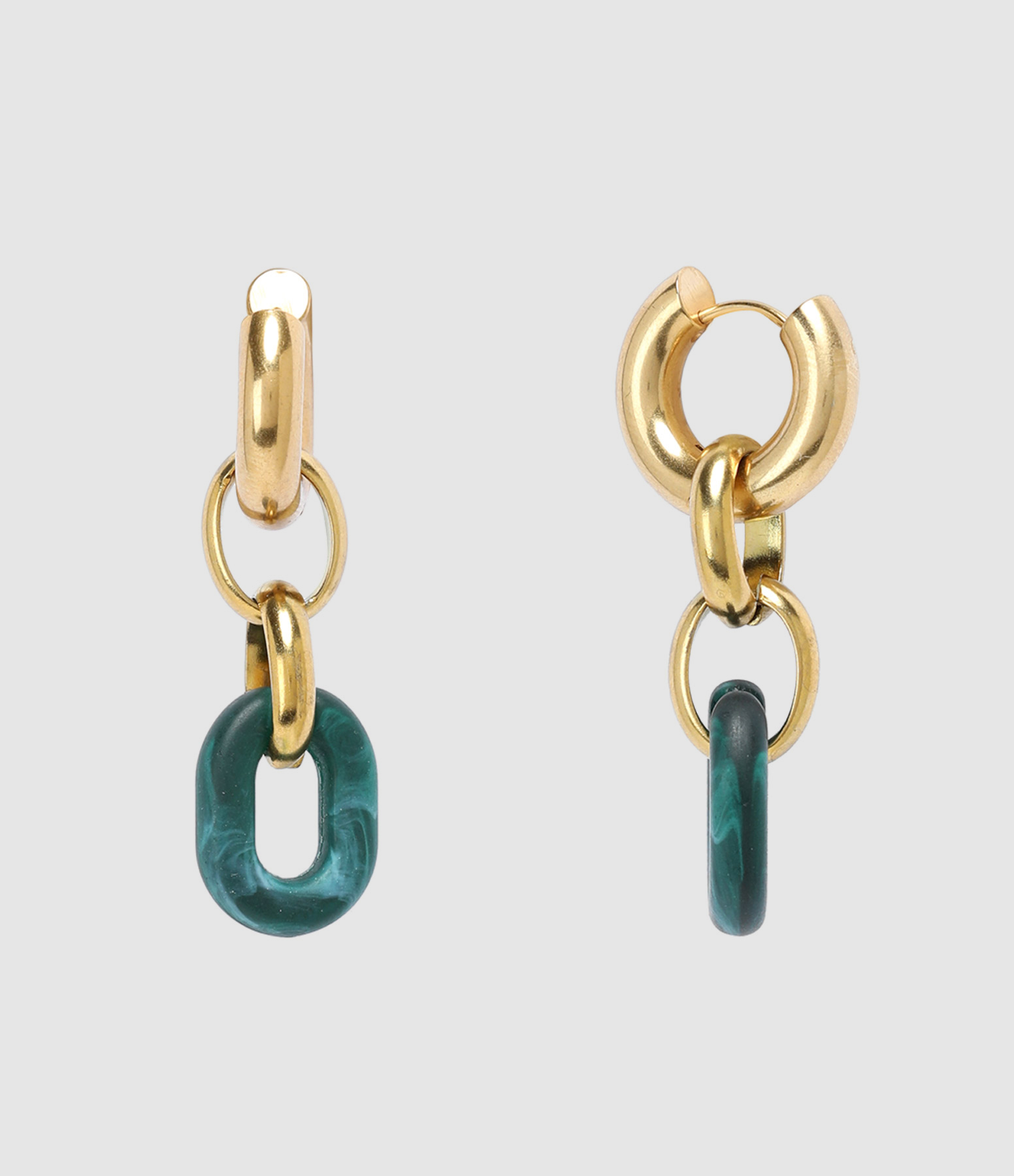Boucles d'oreilles Vioma Pendentif Vert Argent Doré