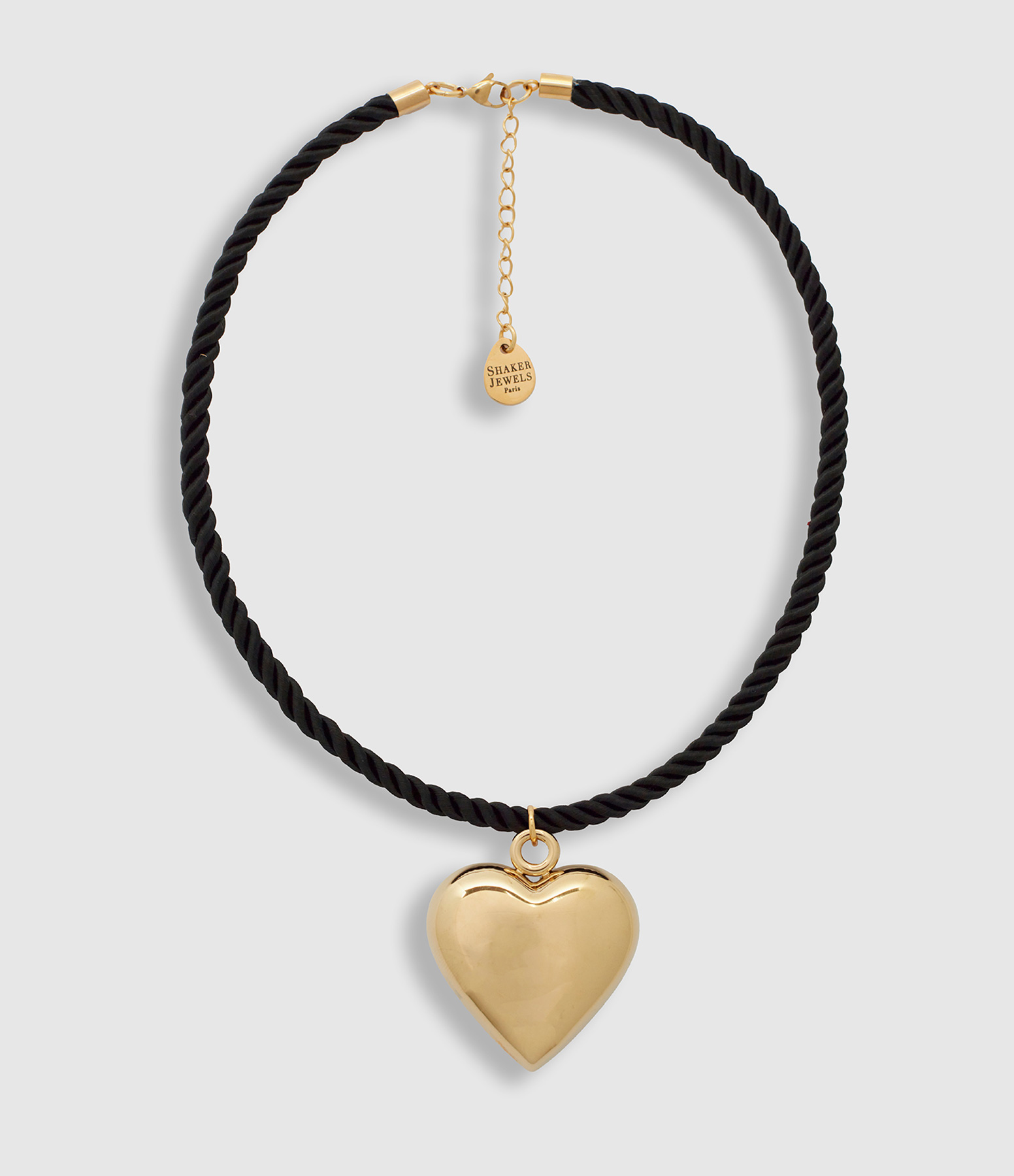 Collier Cœur Cordon Noir
