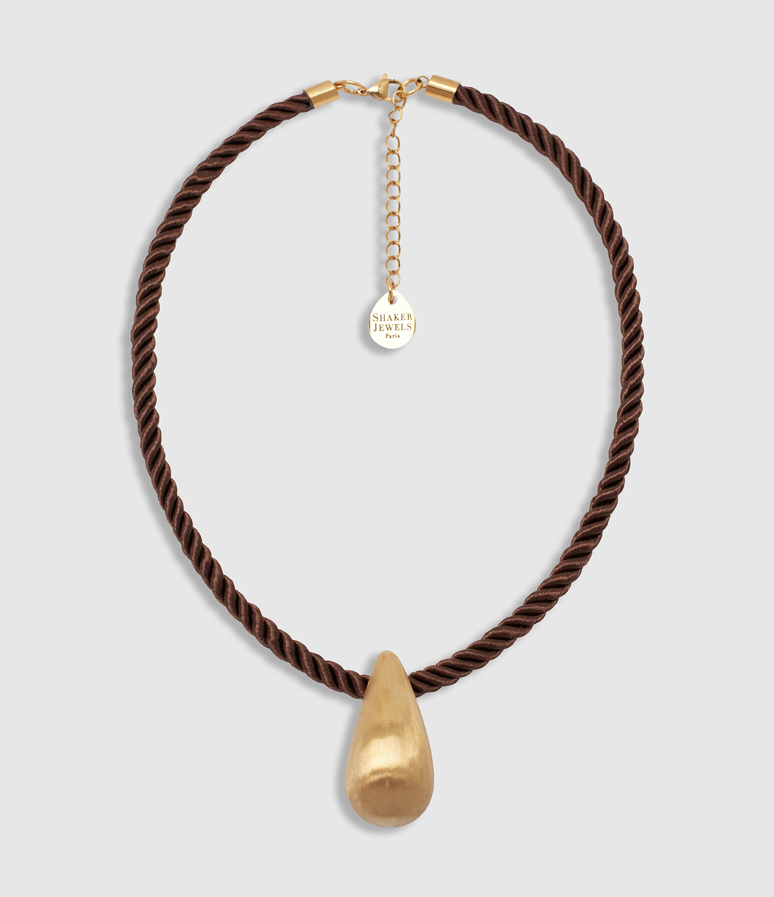 Collier Poire Cordon Marron
