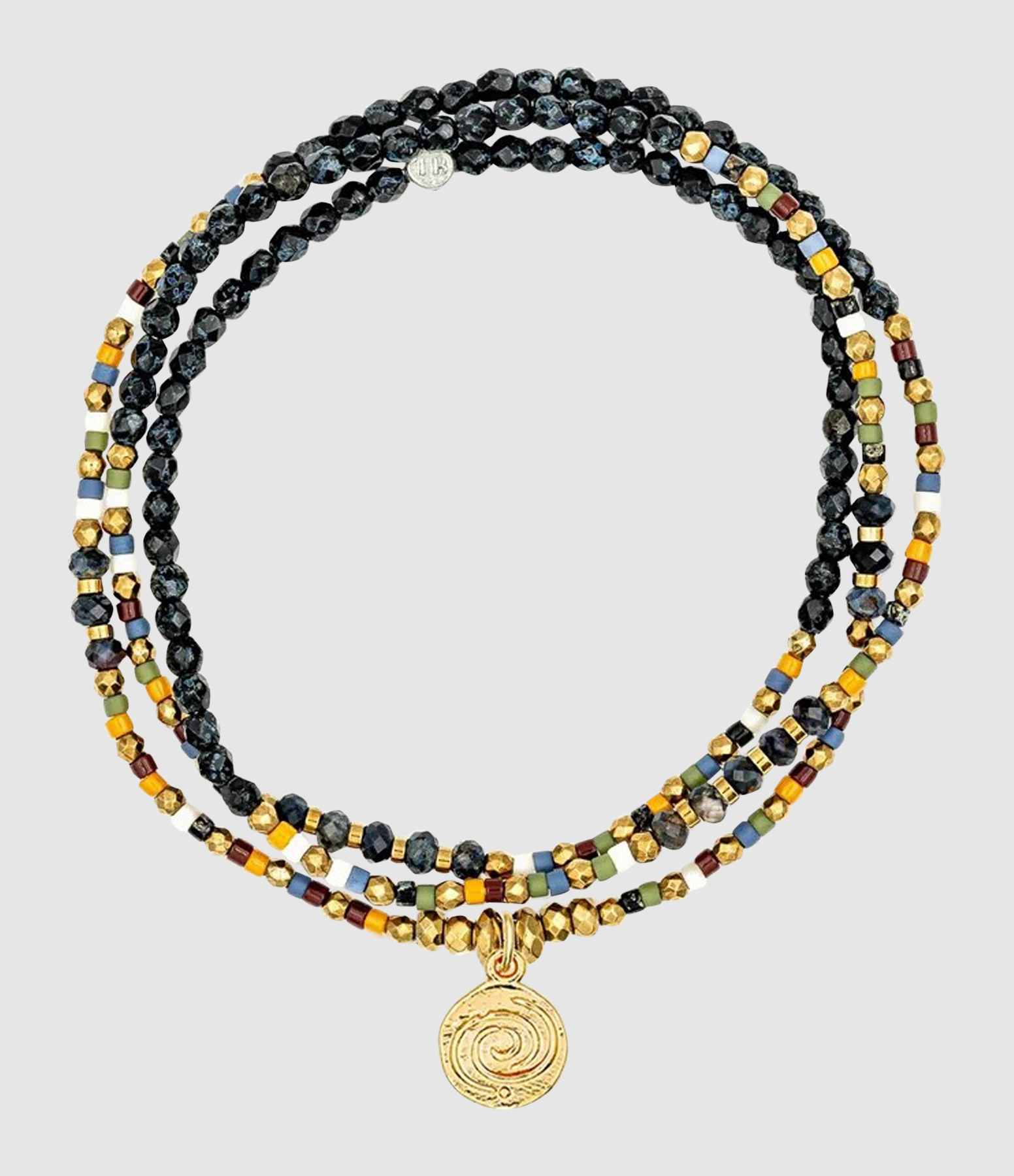 Collier Et Bracelet 3 Tours Sigil Noir Rock & Multicolore