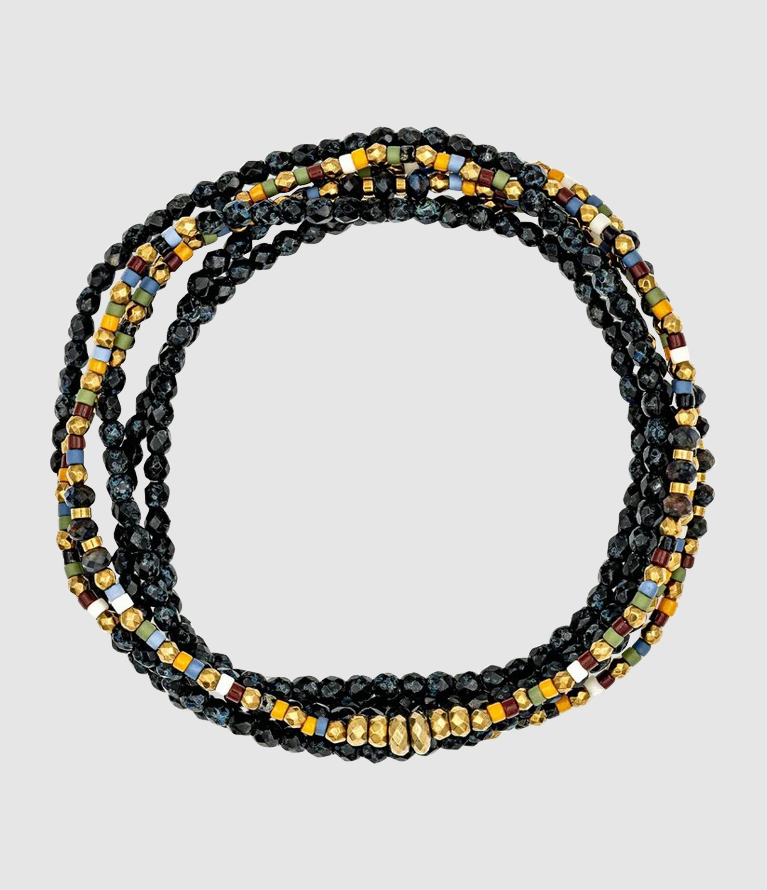 Collier Et Bracelet 6 Tours Sigil Noir Rock & Multicolore