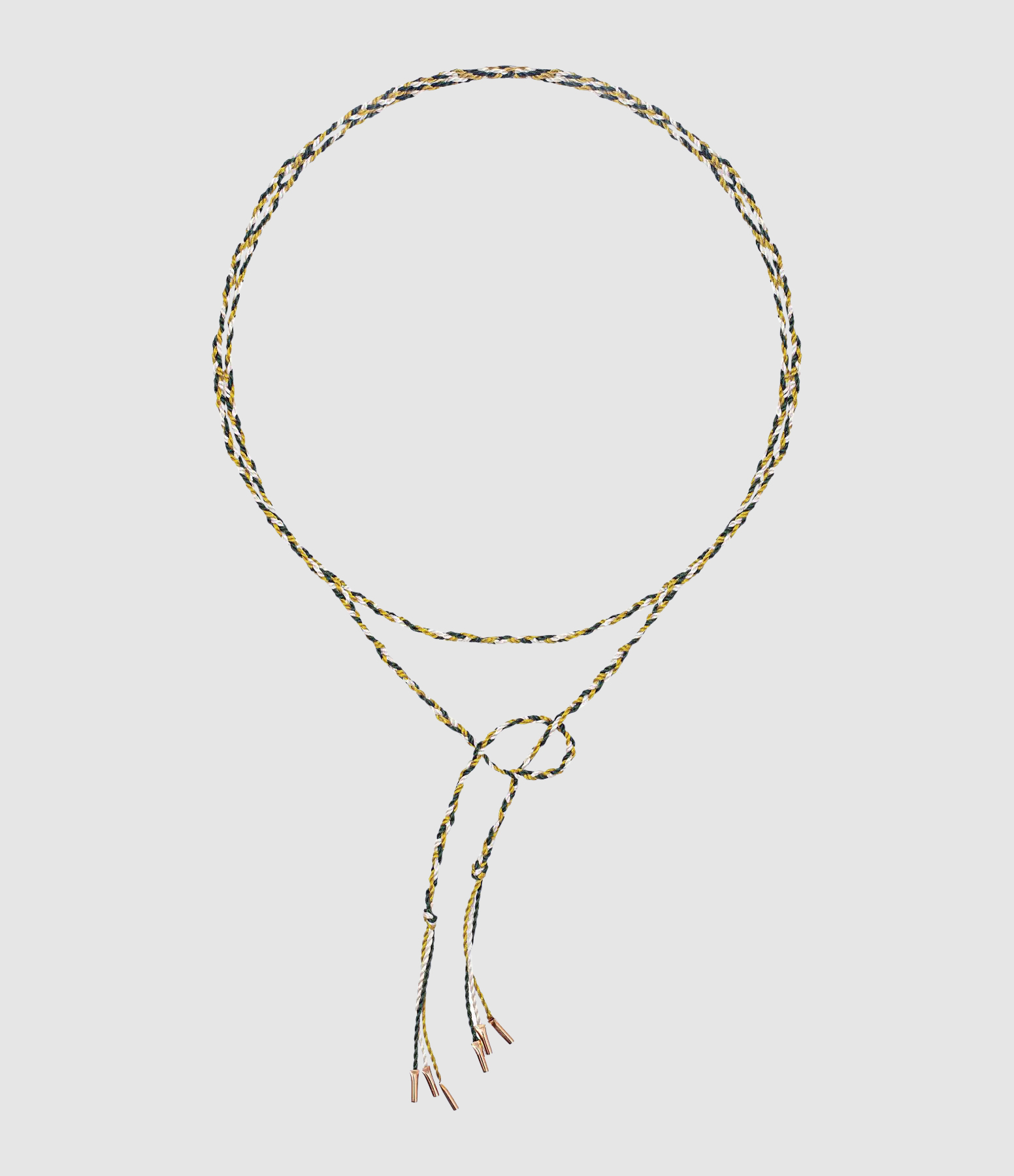 Collier en Soie Ivoire Forêt Moutarde Or Rose