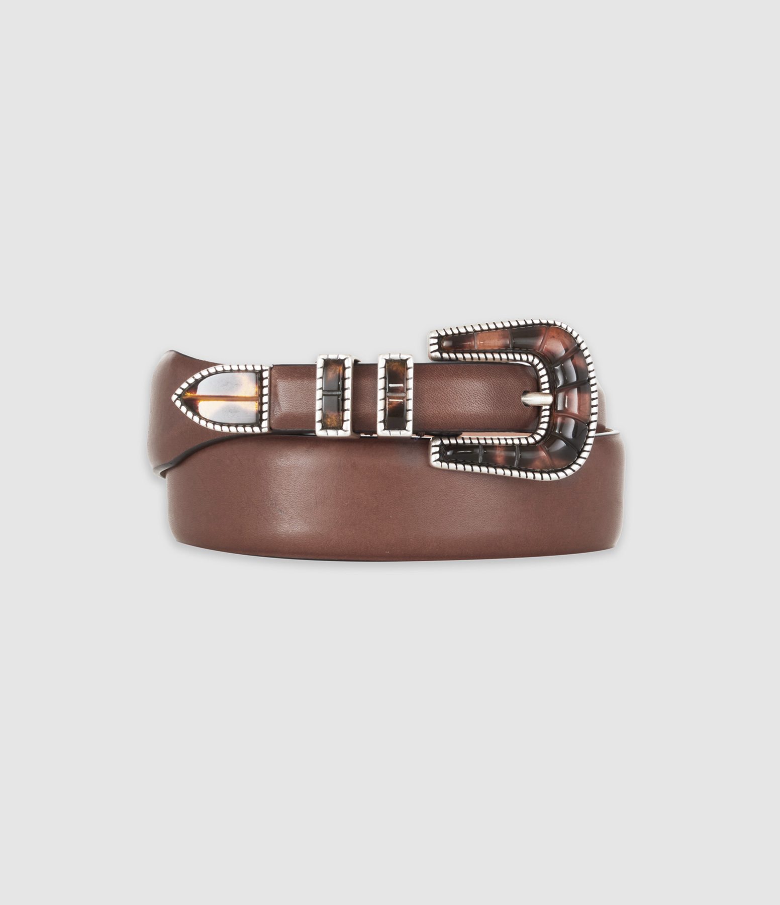 Ceinture Crazy Color Silver Havana Brown Vintage