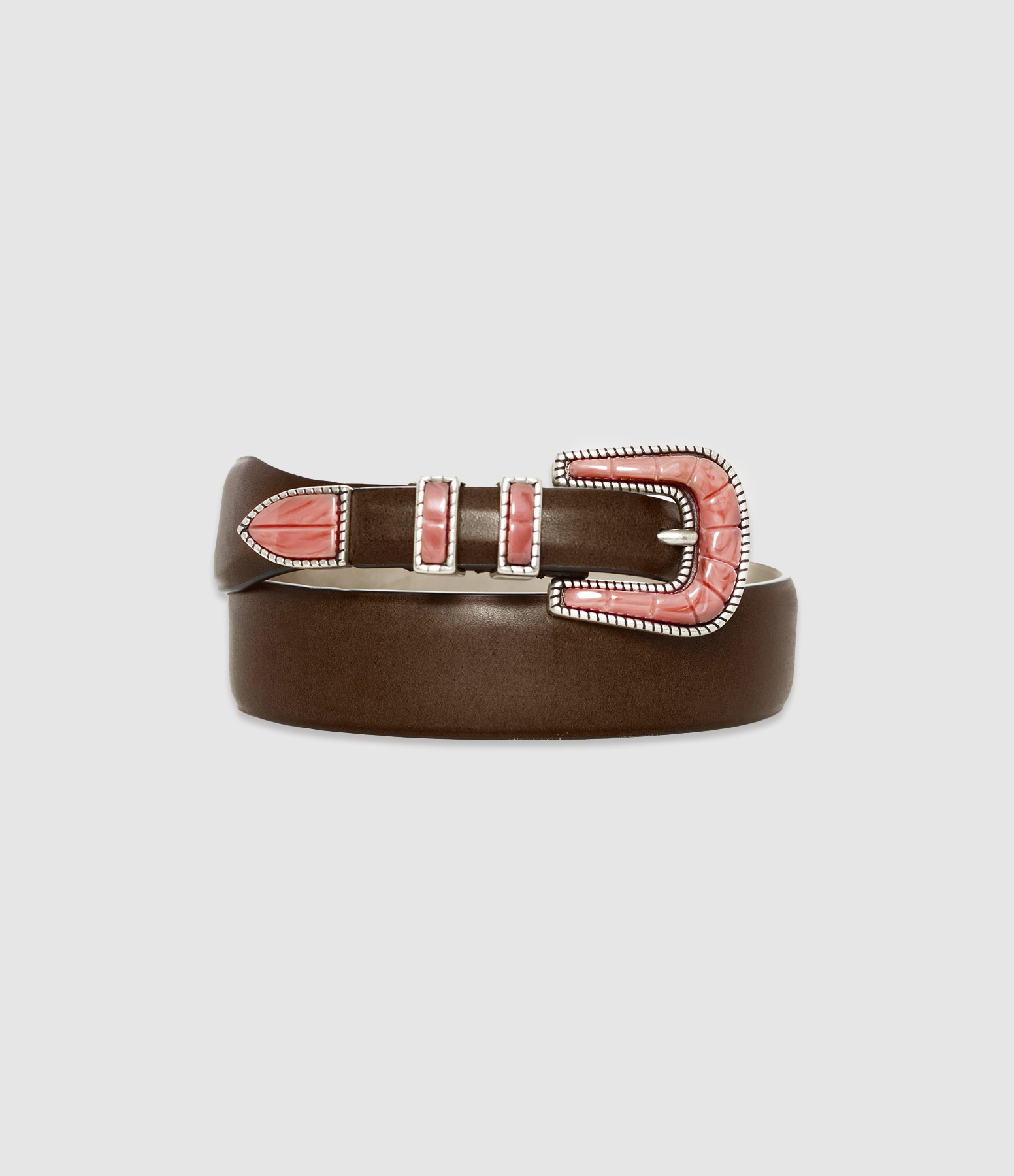 Ceinture Crazy Color Silver Pink Brown Vintage