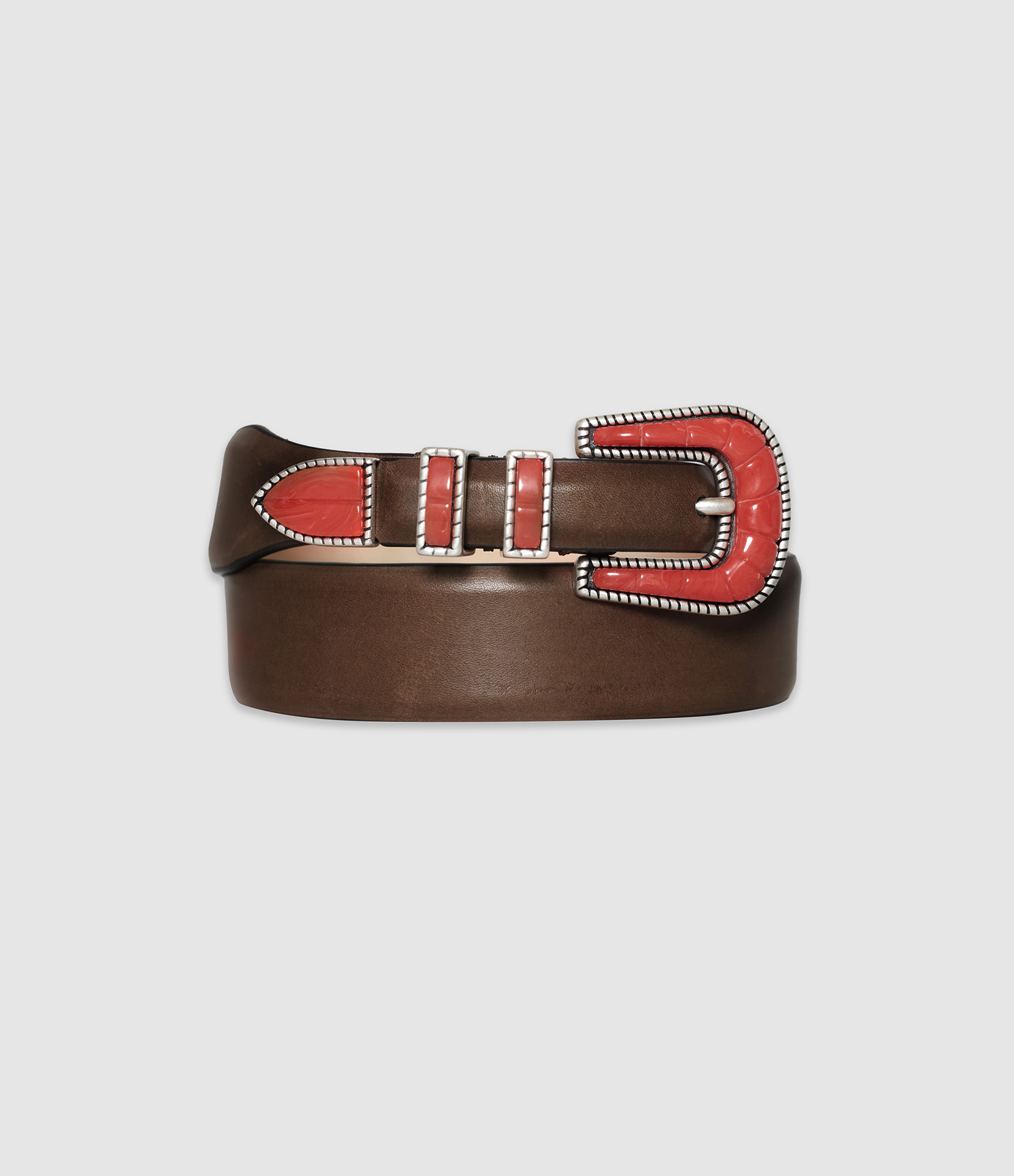 Ceinture Crazy Color Silver Red Brown Vintage