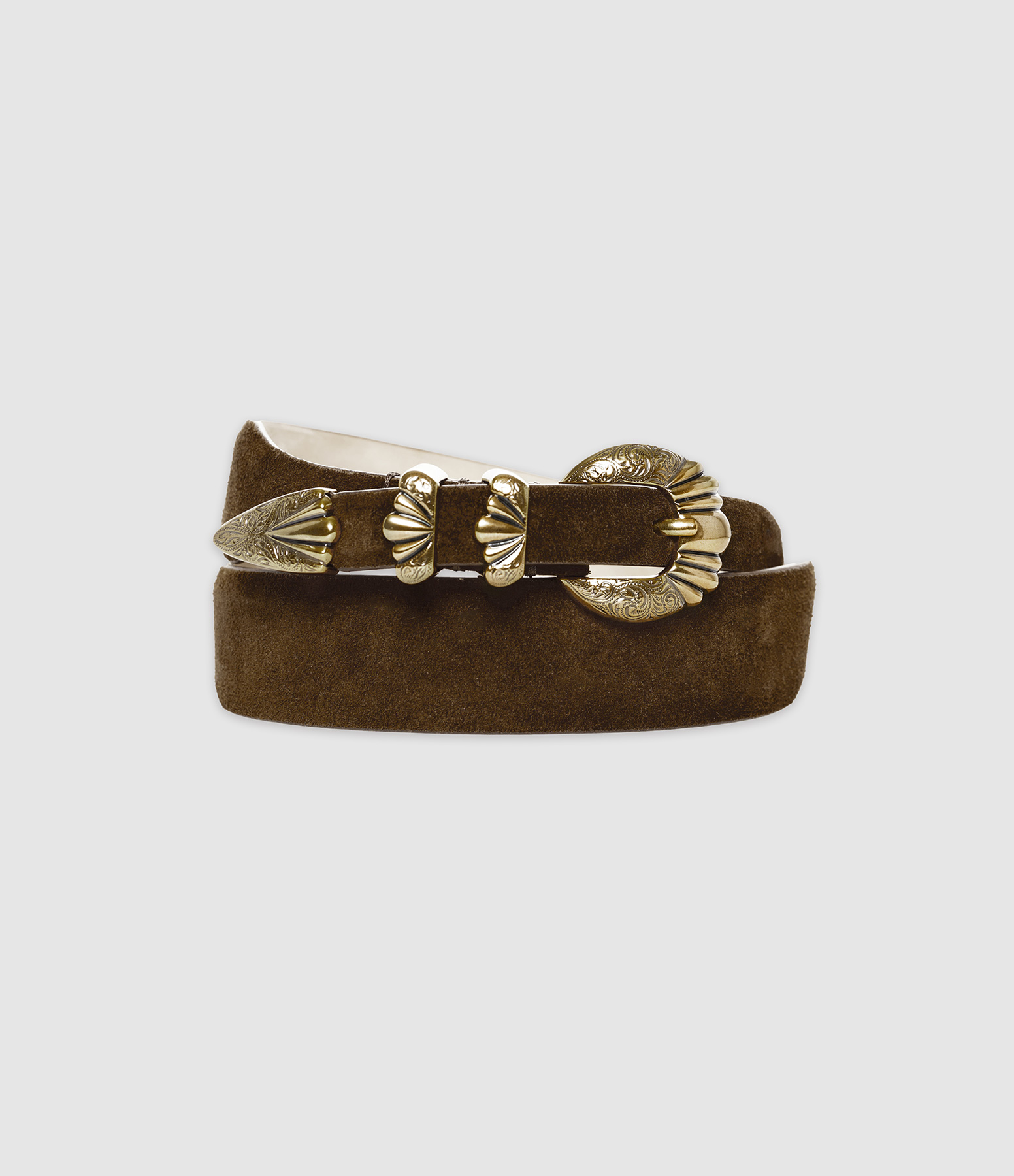 Ceinture Versailles Gold Brown Suede