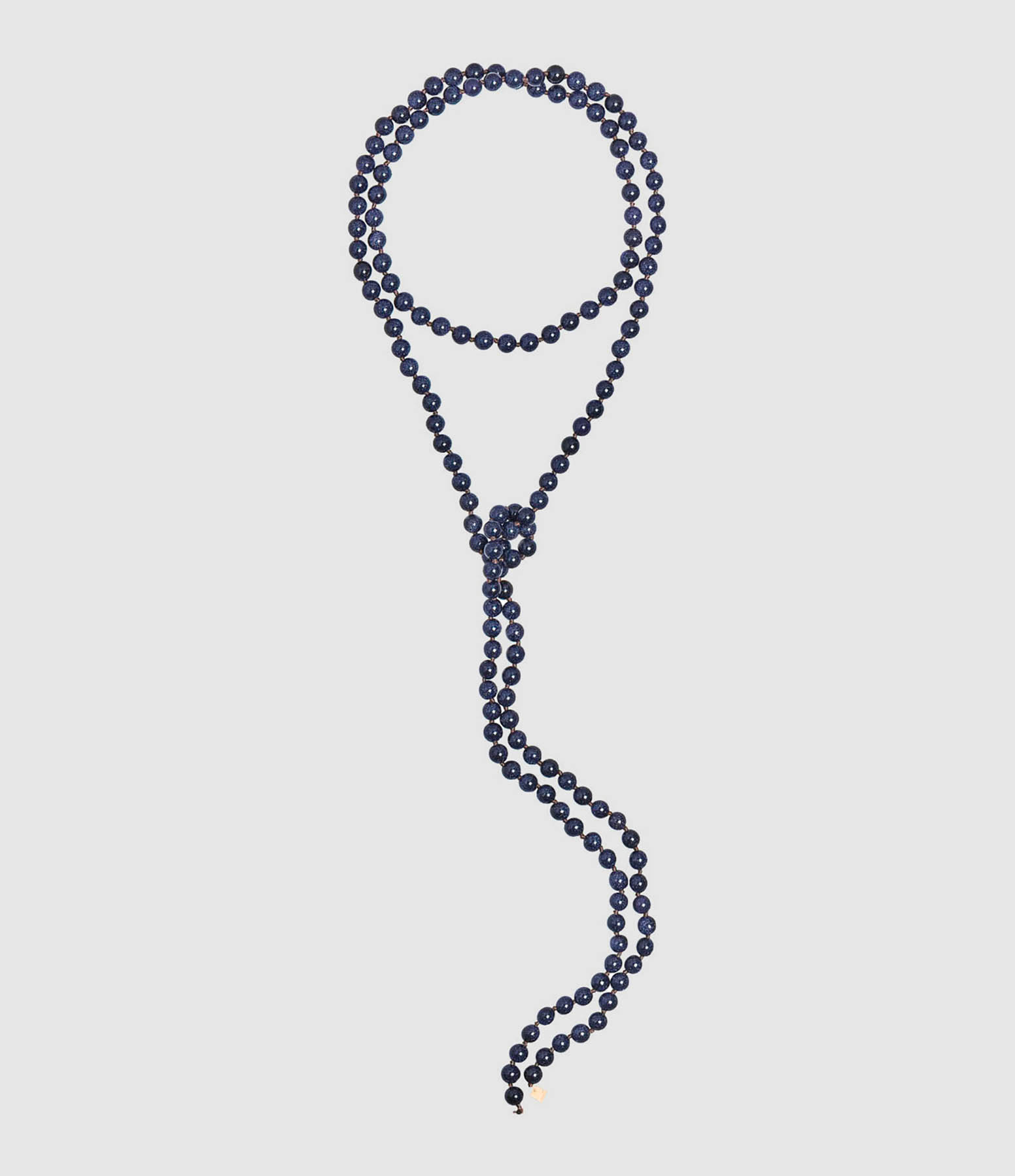 Collier Sautoir Midnight Perles Blue Sandstone Or Rose