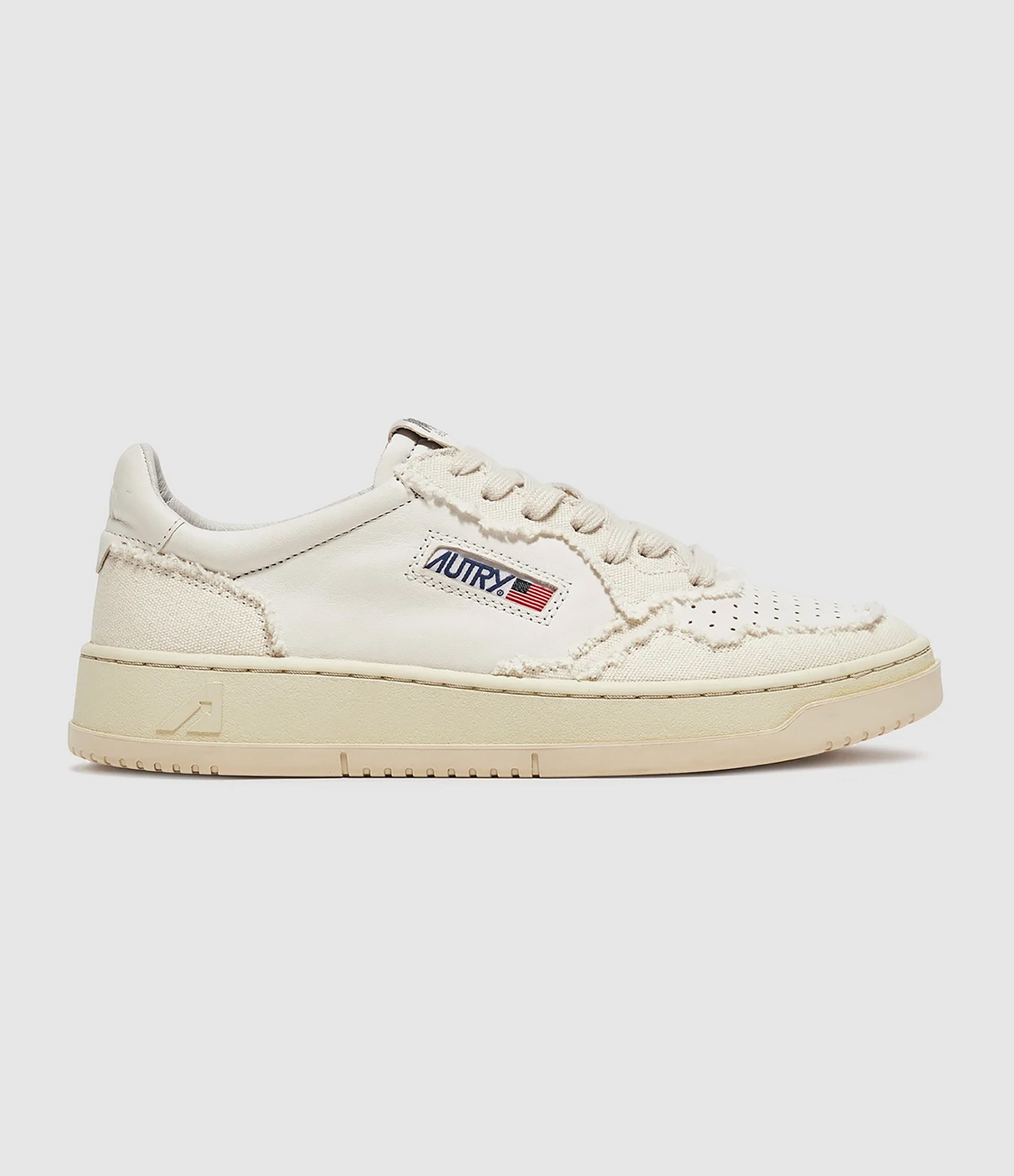 Baskets Medalist Cuir Blanc, Denim Ivoire