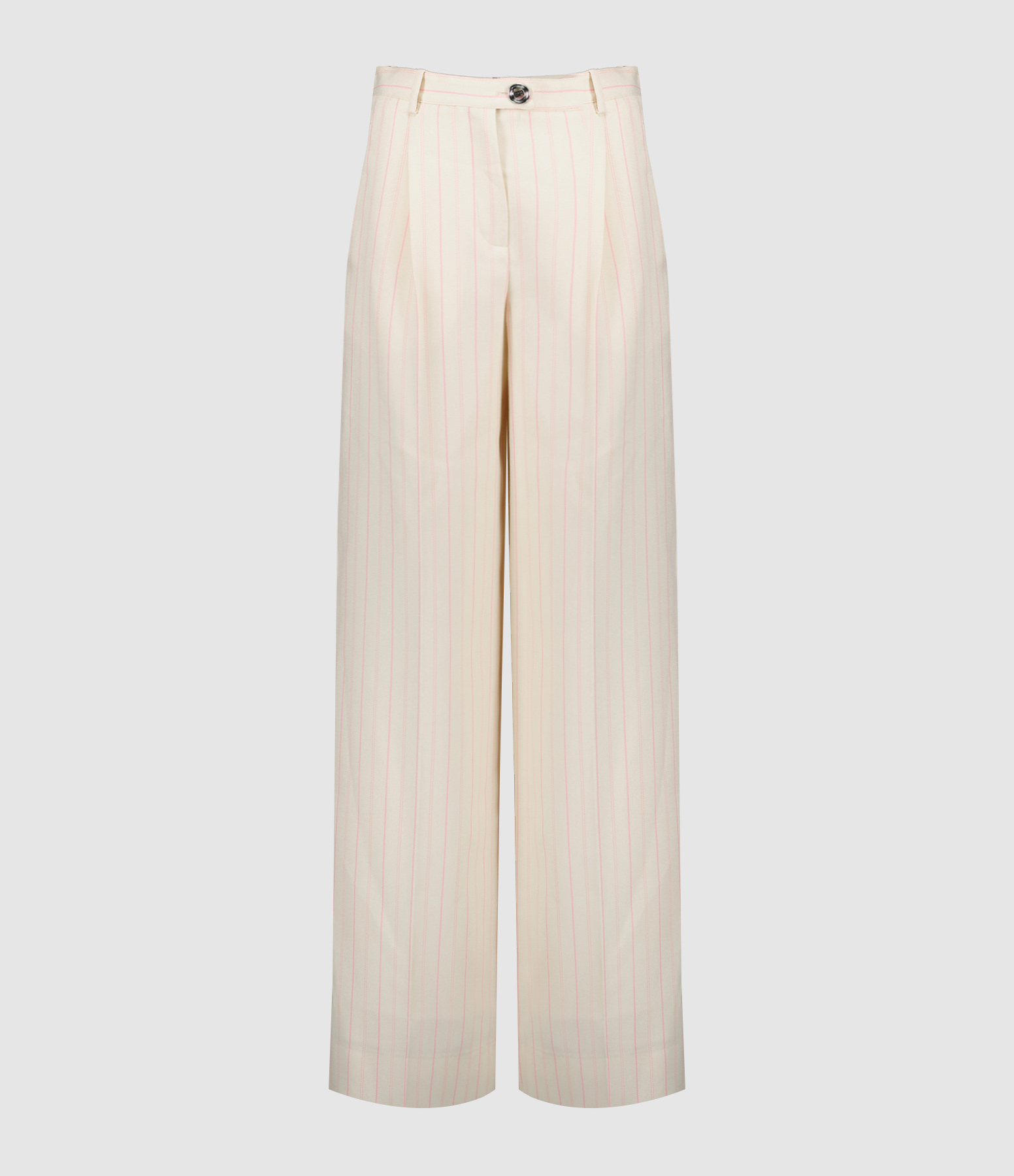 Pantalon à Pinces Rayures Écru Rose