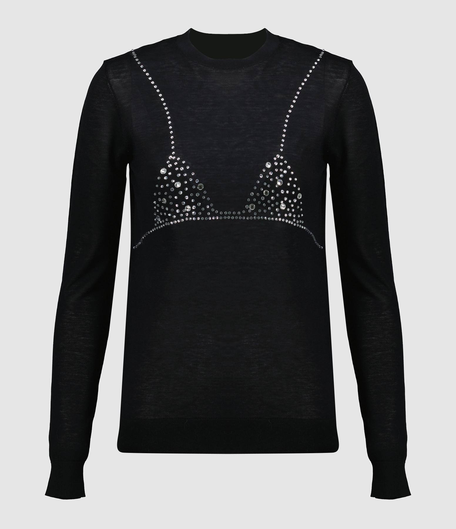 Pull Maille Soutien-Gorge Strass Noir