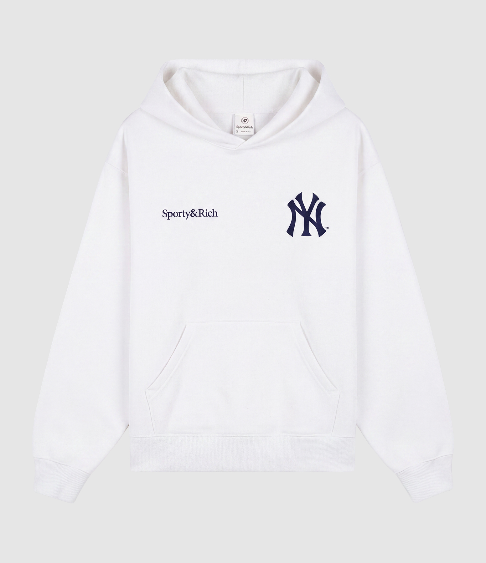 Sweatshirt Hoodie Yankees Curve White, Collaboration Sporty & Rich x 47Brand