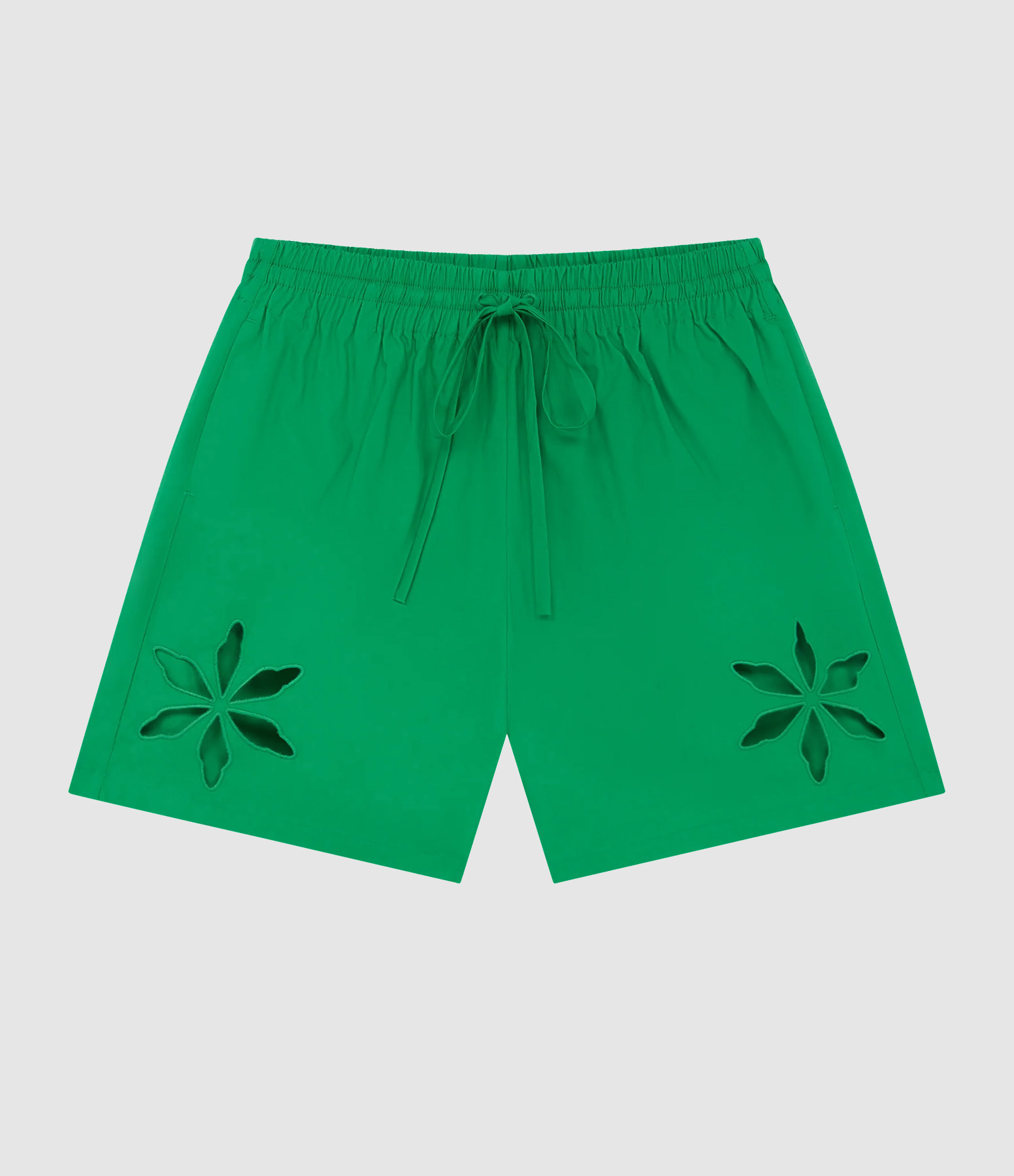 Short With Embroidery Cut Out Flowers Green