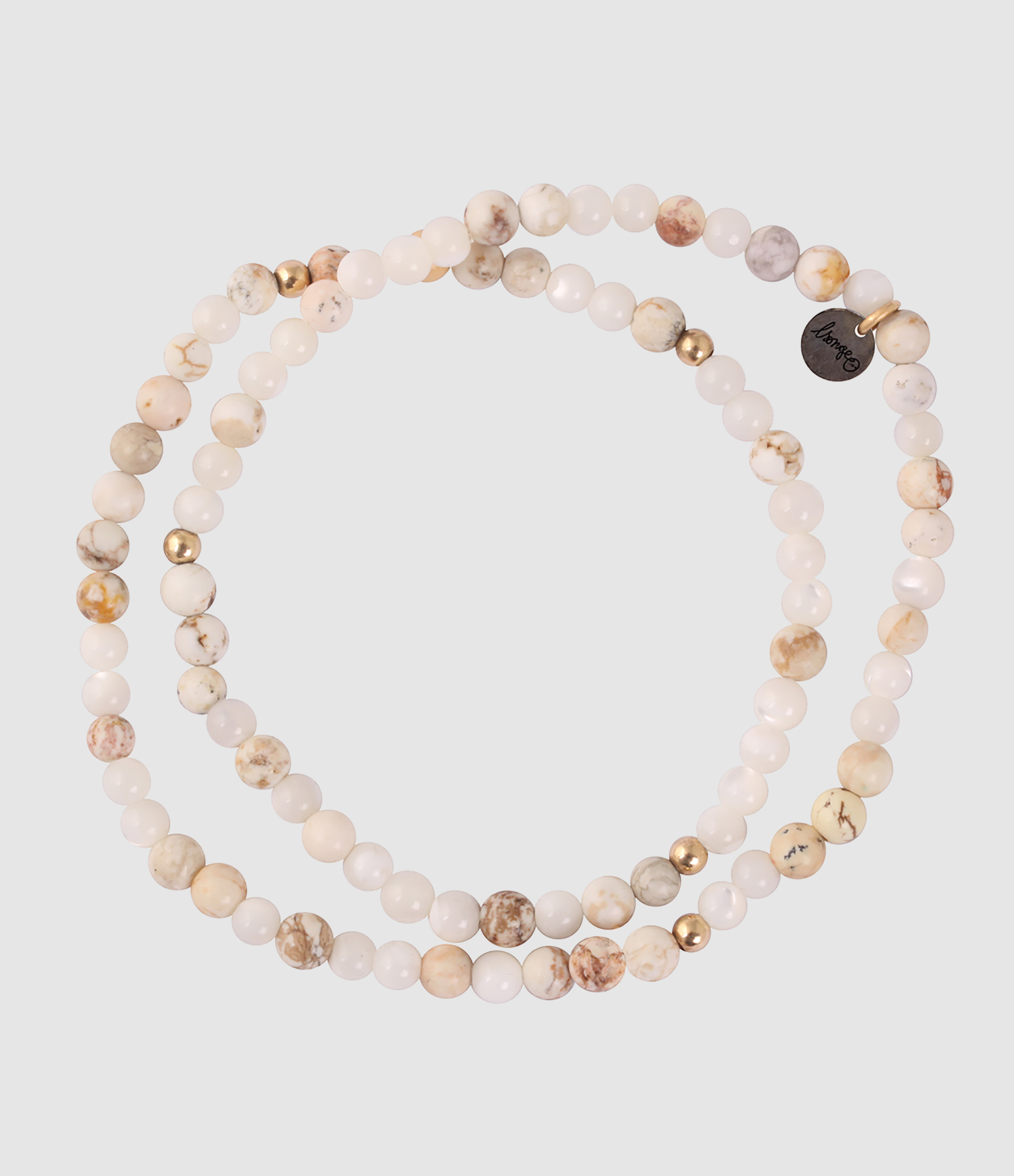 Bracelet Double 4 Perles Blanc
