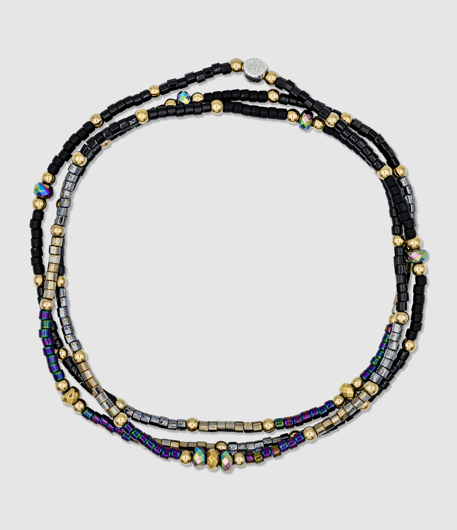 Collier et Bracelet 3 Tours Stella Noir 49cm