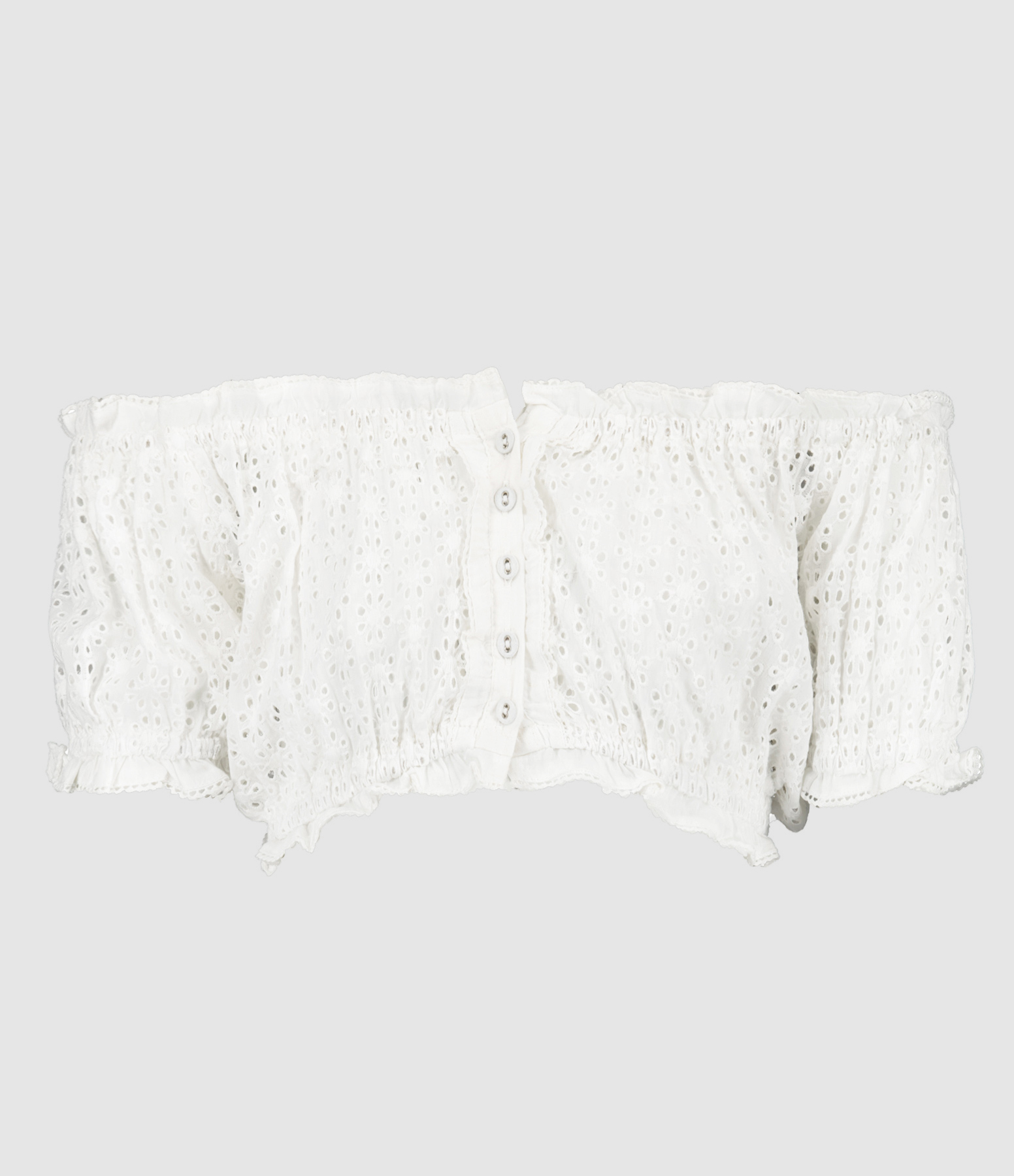 Top Court Cloe Broderies Coton Blanc