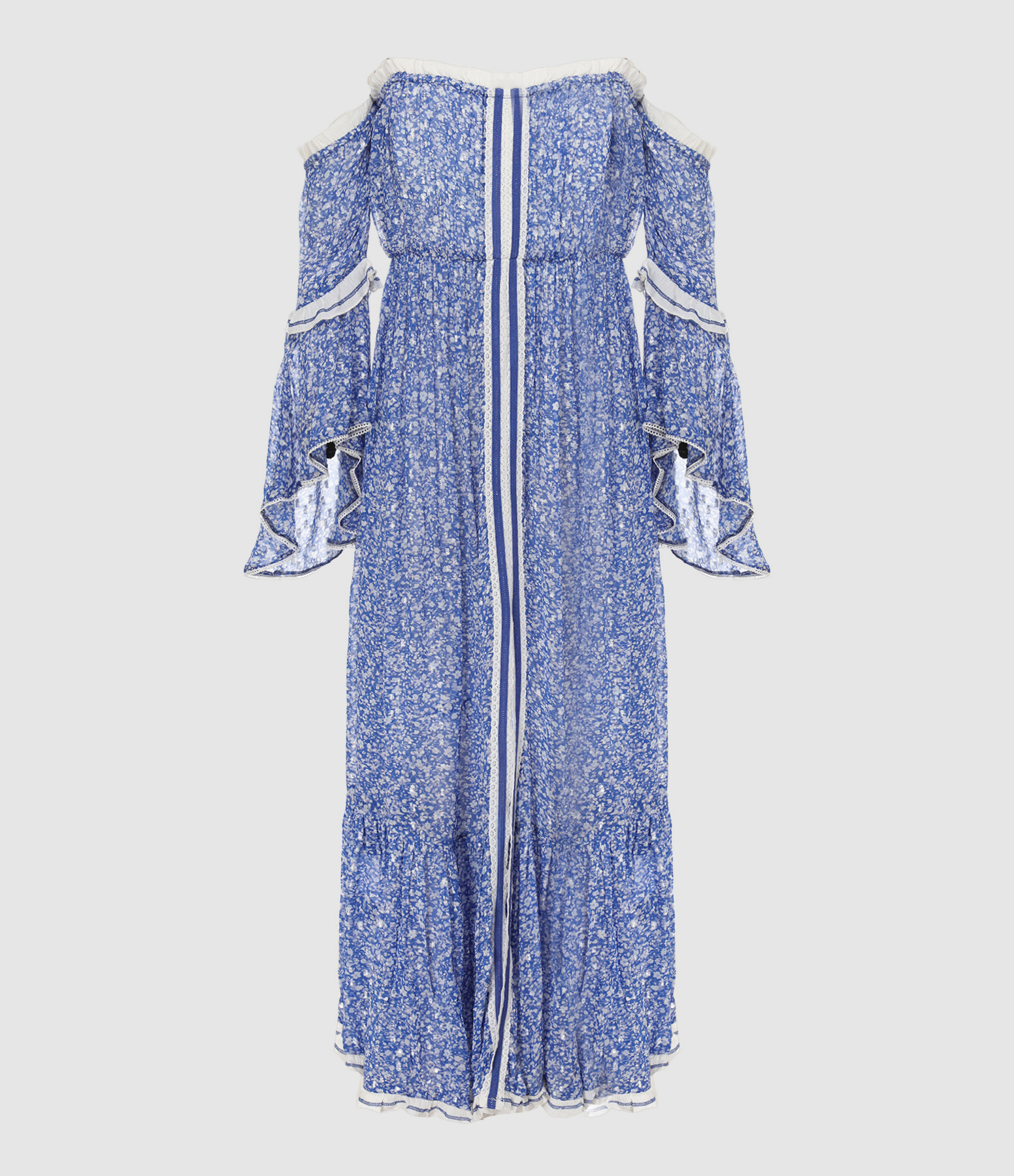 Robe Longue Evana Epaules Dénudées Bleu