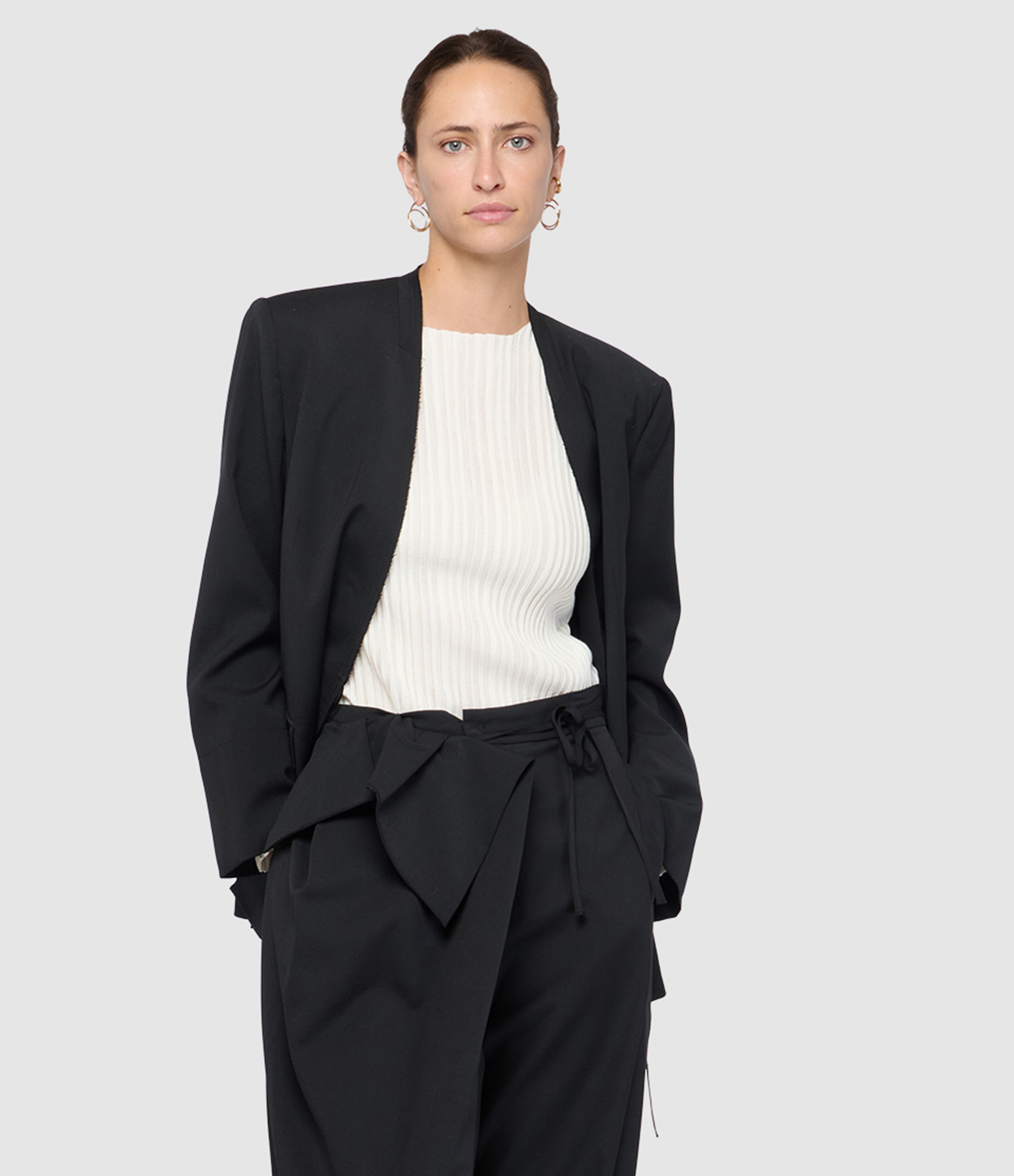 Blazer Raw-Cut Collar Nero