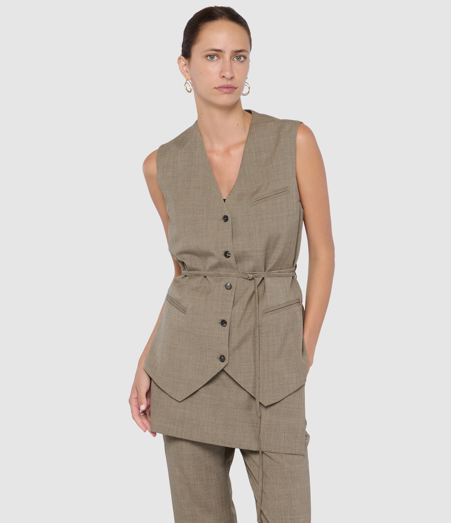 Gilet Belted Sage Green