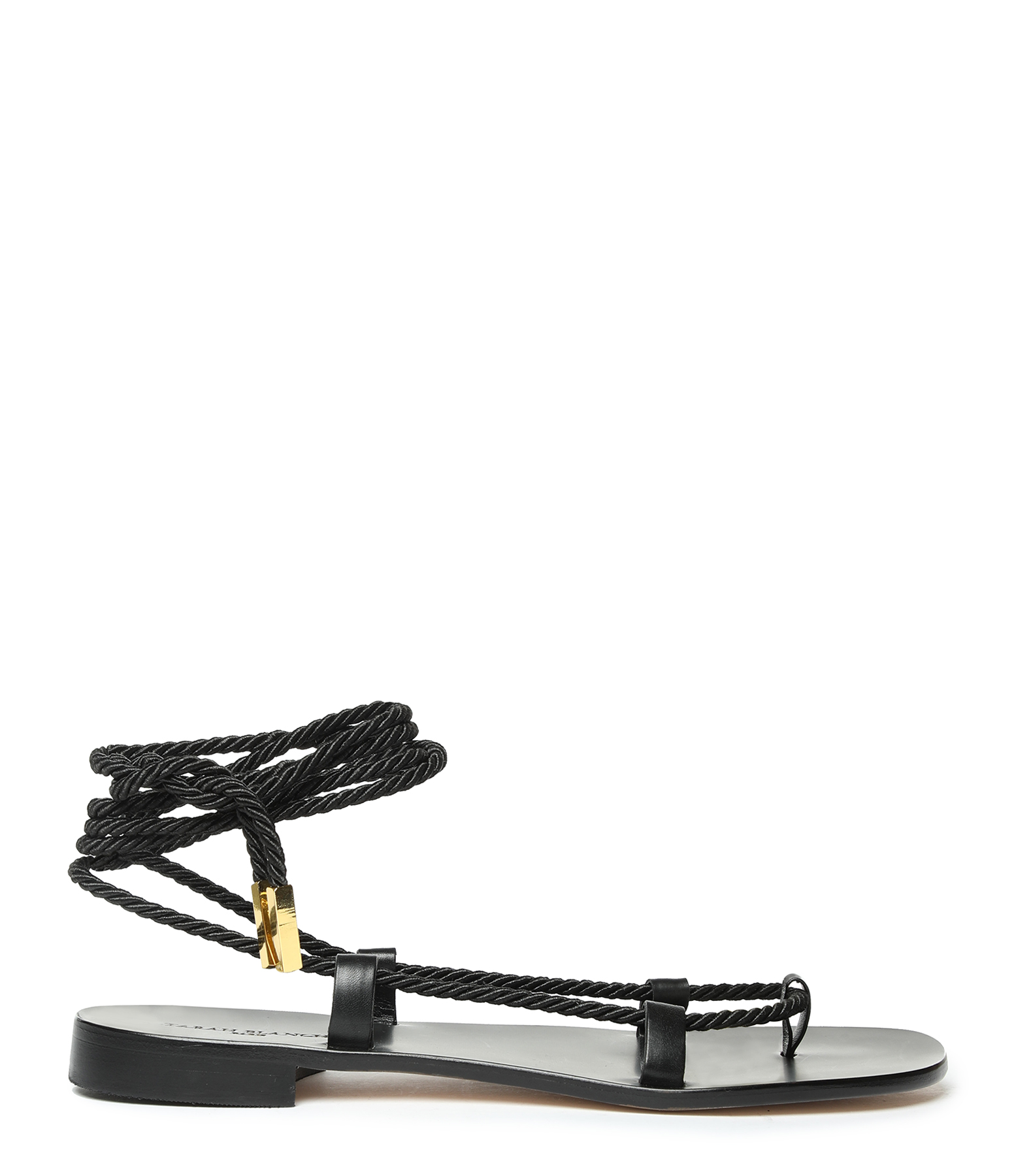 Sandales Gladiateur Cuir Noir Cordes Noir