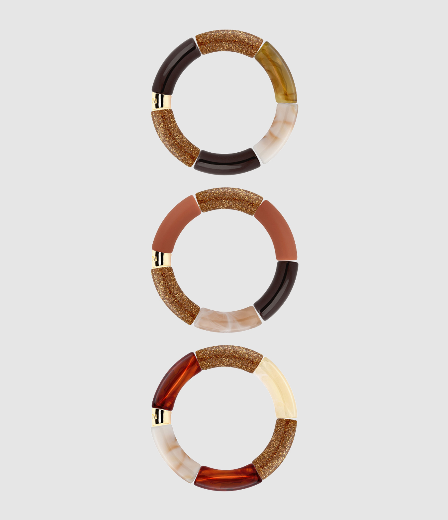 Bracelets Trio Terra-Ouro Marron