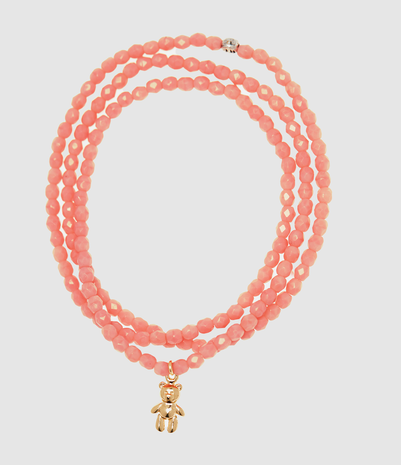 Collier Et Bracelet 3 Tours Doudou Dede Rose Poudré 49 cm