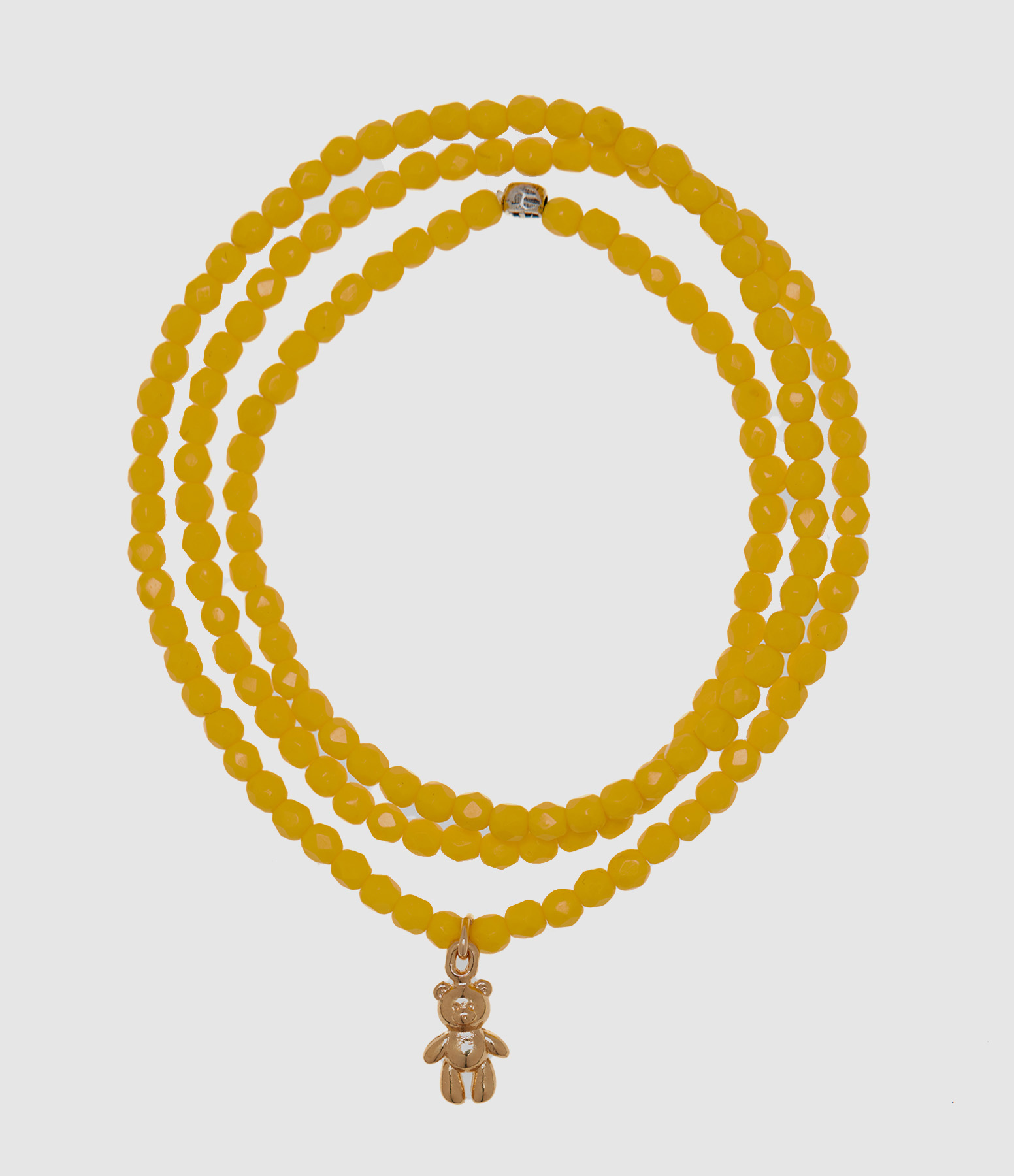 Collier Et Bracelet 3 Tours Doudou Dede Jaune Néon 49 cm