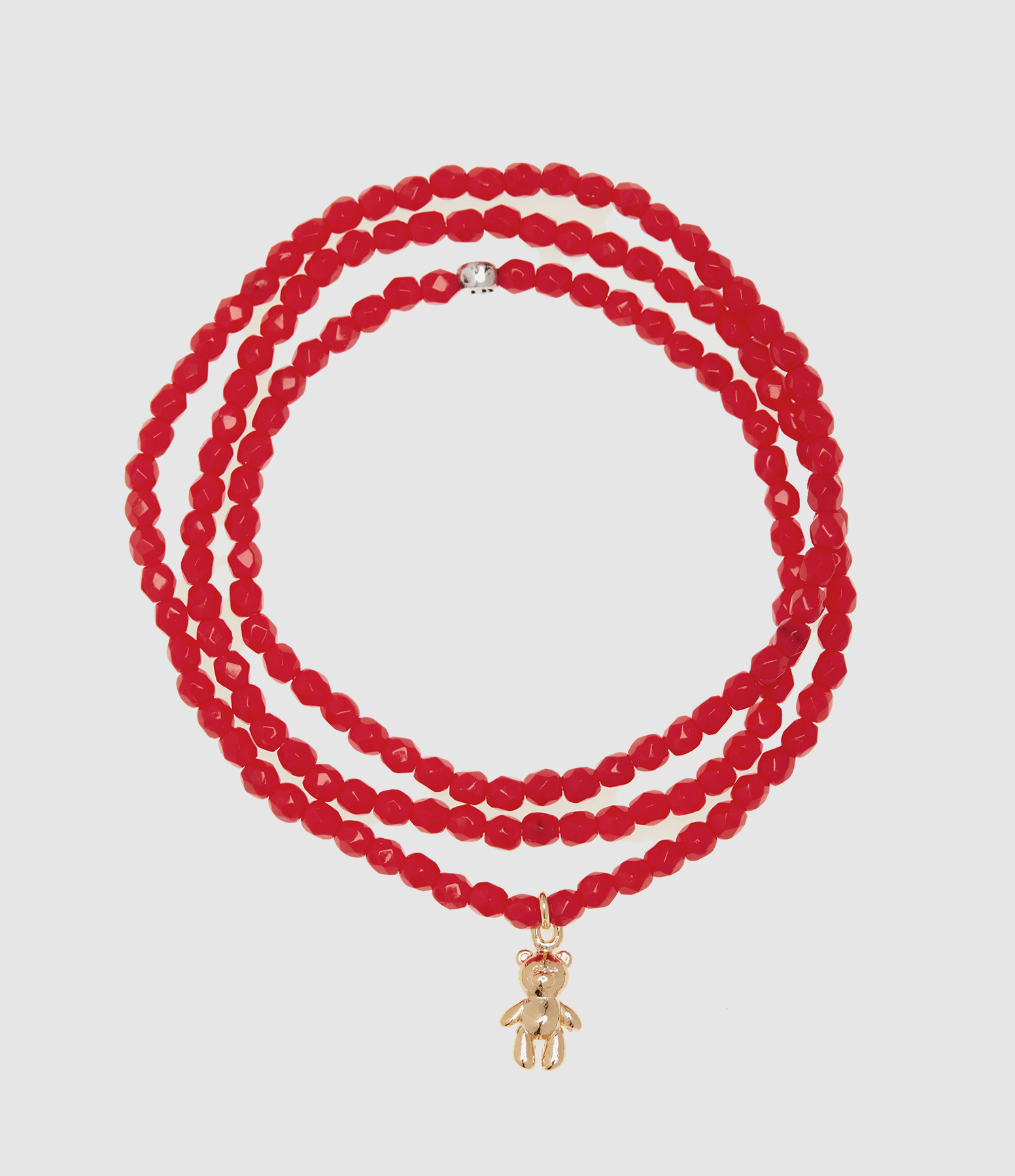 Collier Et Bracelet 3 Tours Doudou Dede Rouge 49 cm