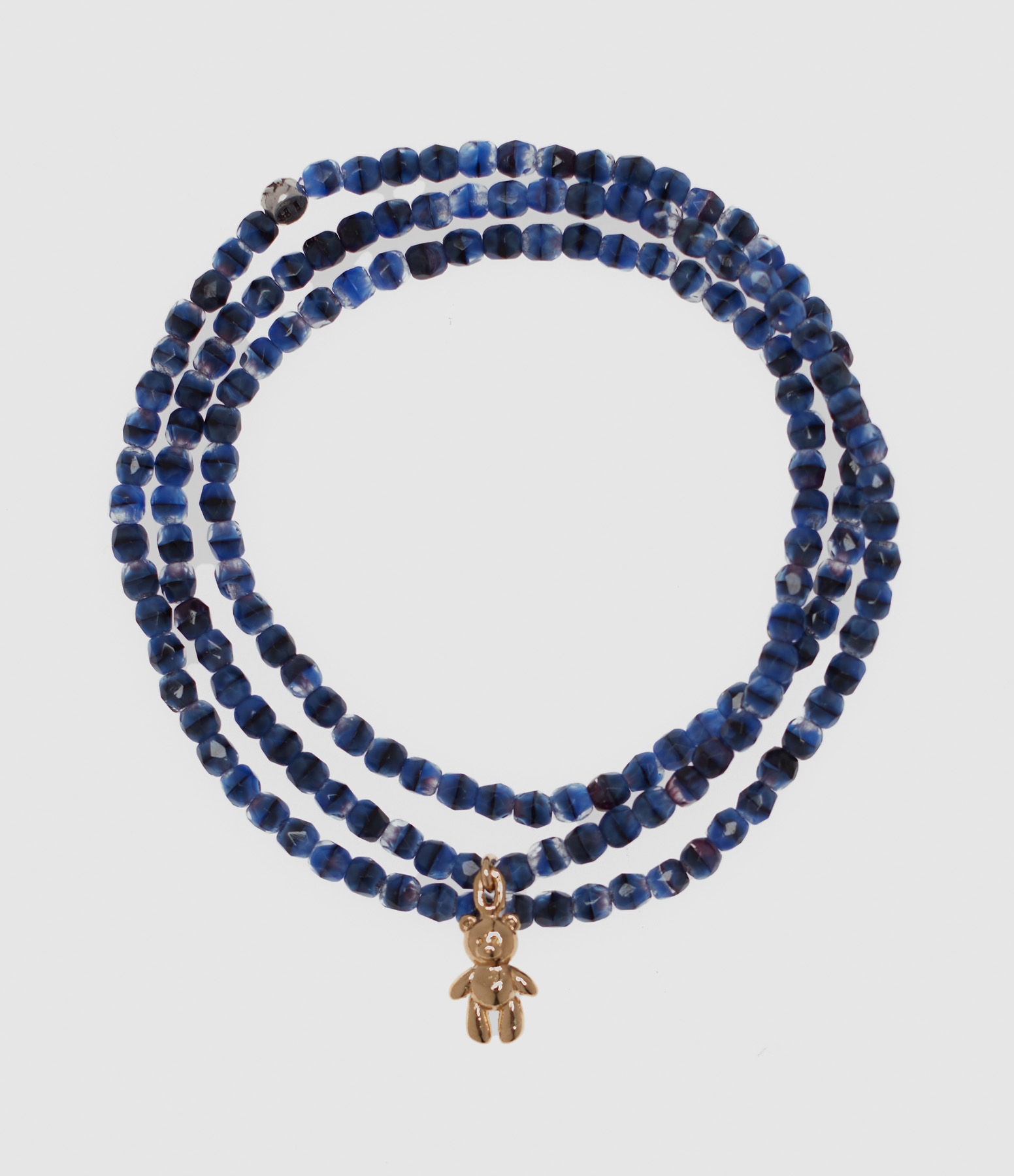 Collier Et Bracelet 3 Tours Doudou Dede Denim 49 cm