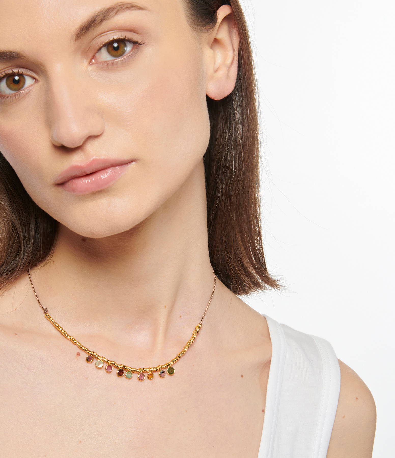 Collier Vamsa Tourmaline Multicolore Argent Doré