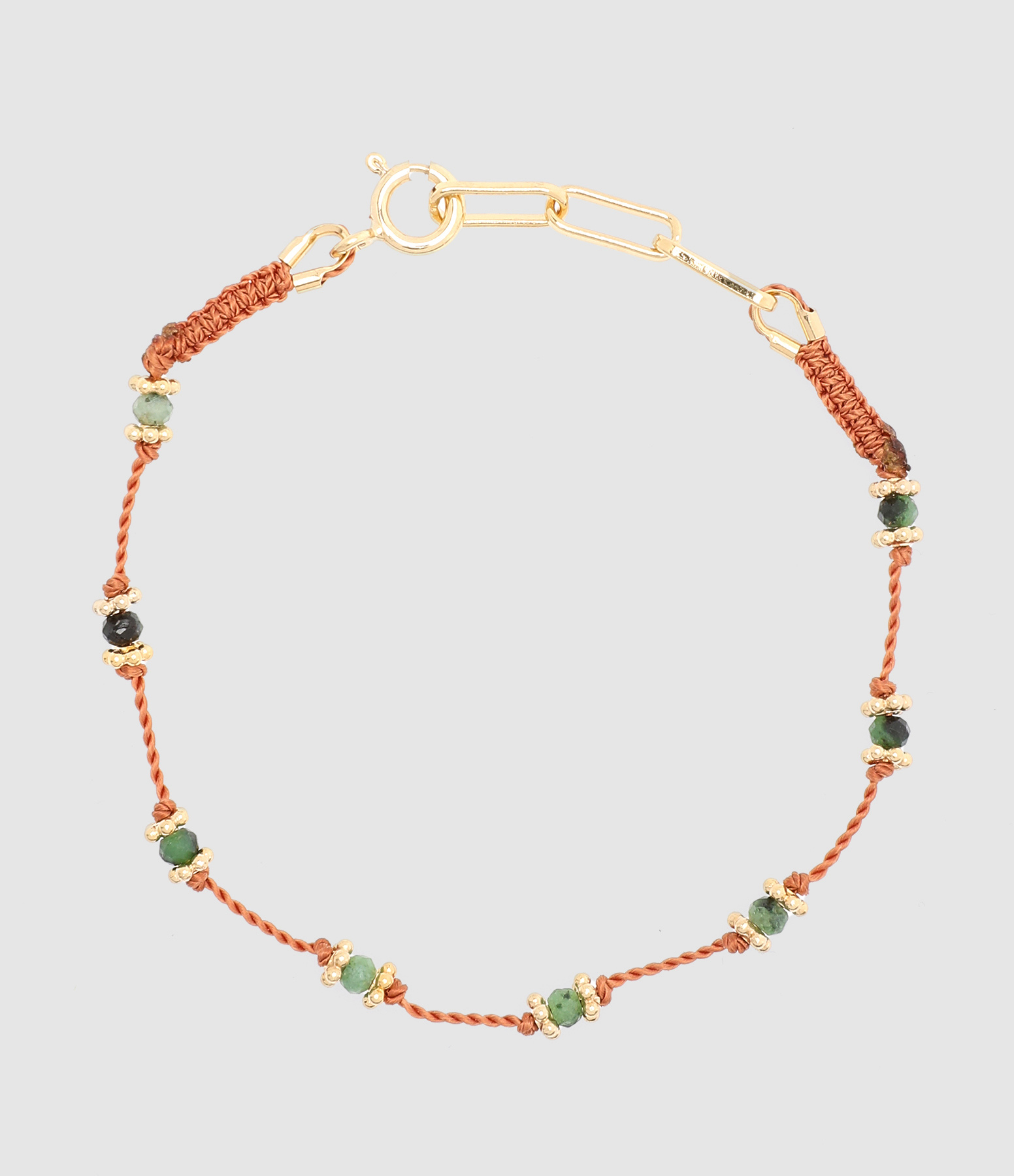 Bracelet Lotus Orange Rubis-Soizite Argent Doré