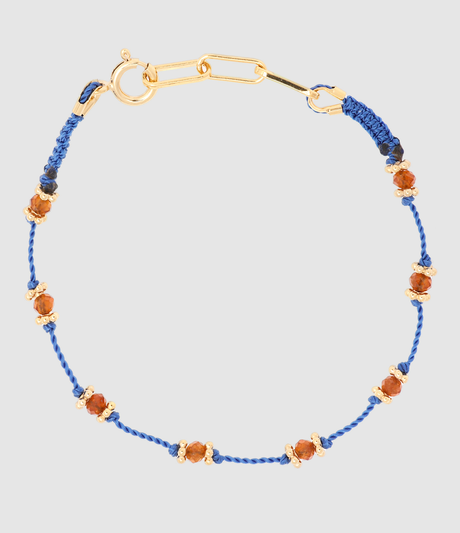 Bracelet Lotus Bleu Grenat Hessonite Argent Doré