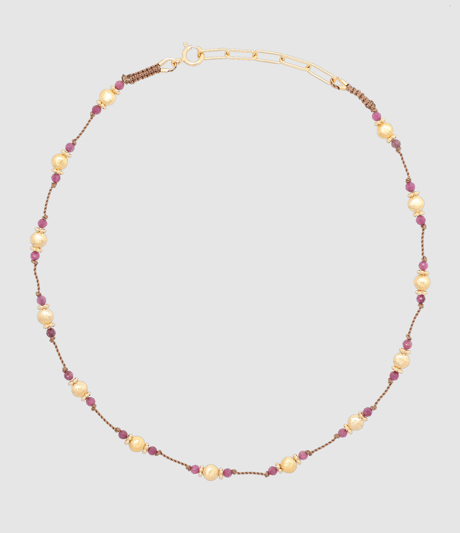 Collier Samba Rubis Rose Argent Doré