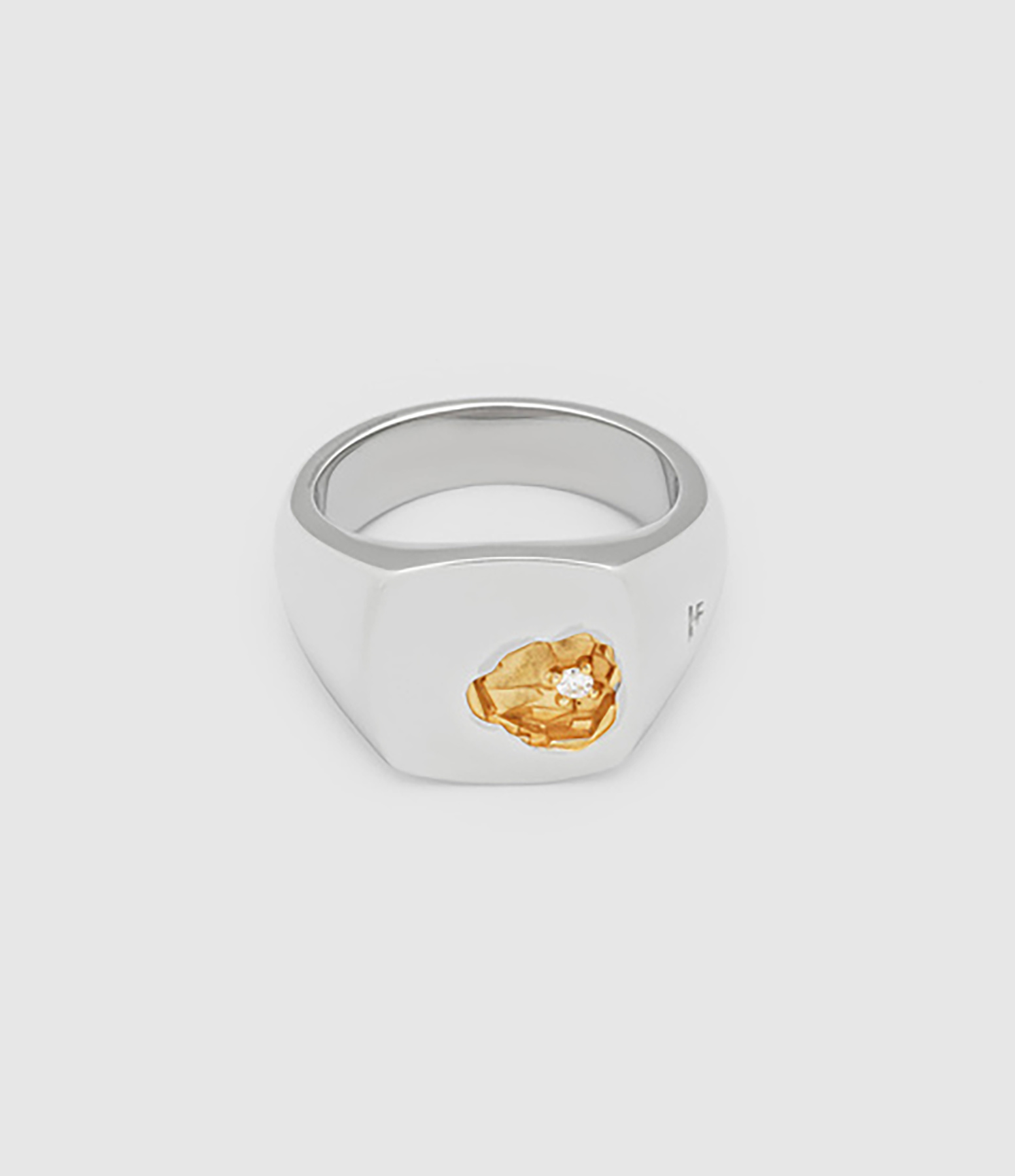 Chevalière Mined Petit Diamant Argent