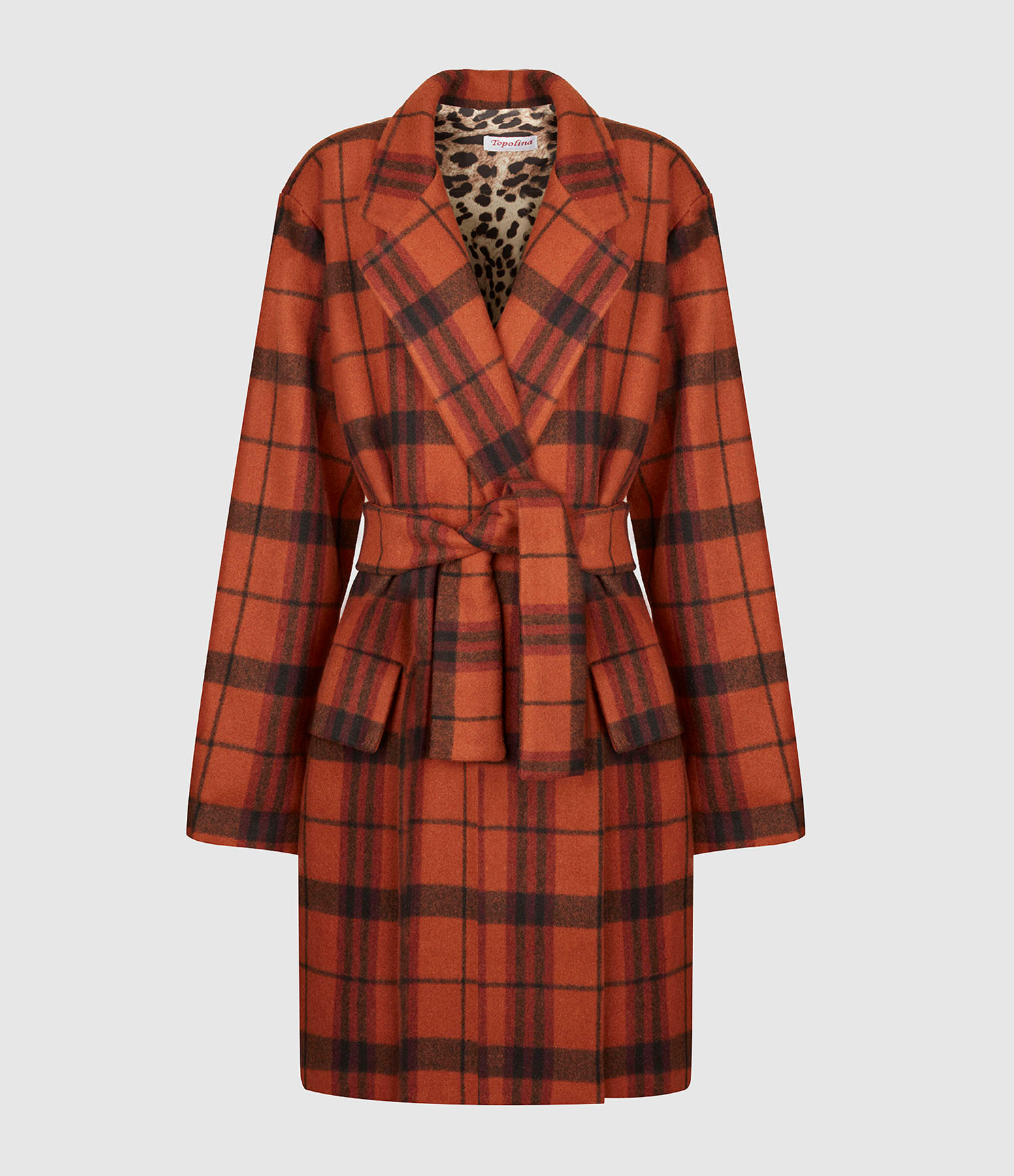 Manteau Long Carreaux Marron