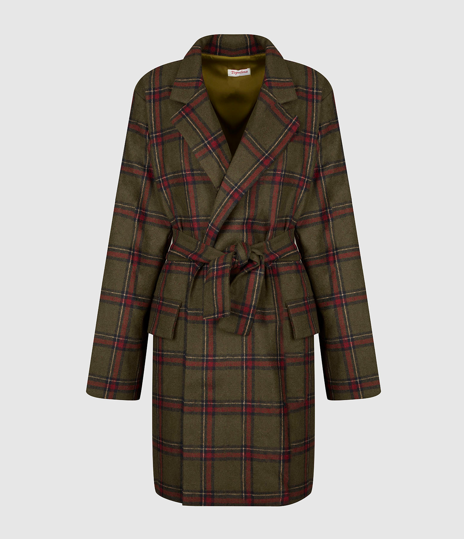 Manteau Long Carreaux Vert