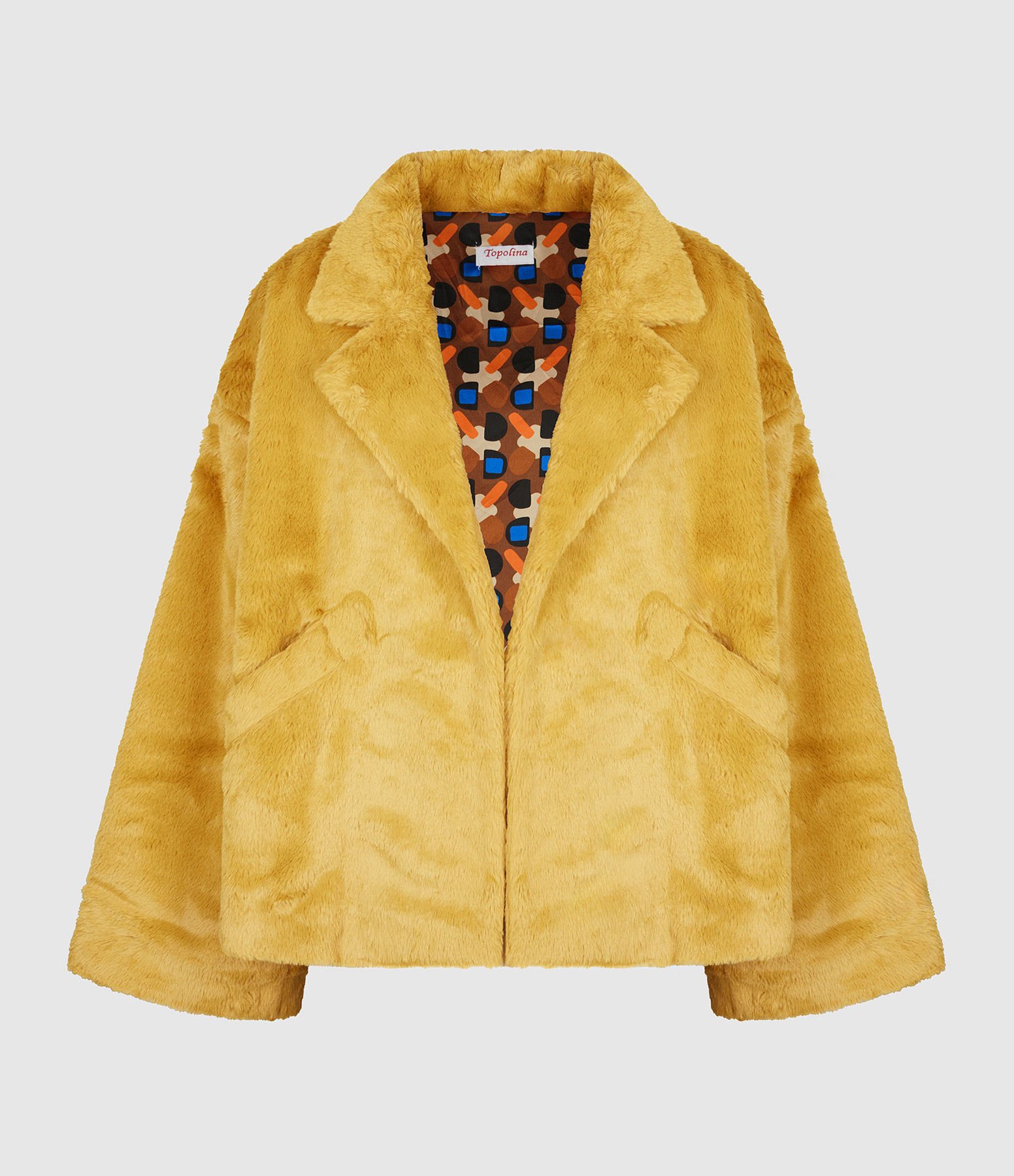 Veste Fausse Fourrure Jaune