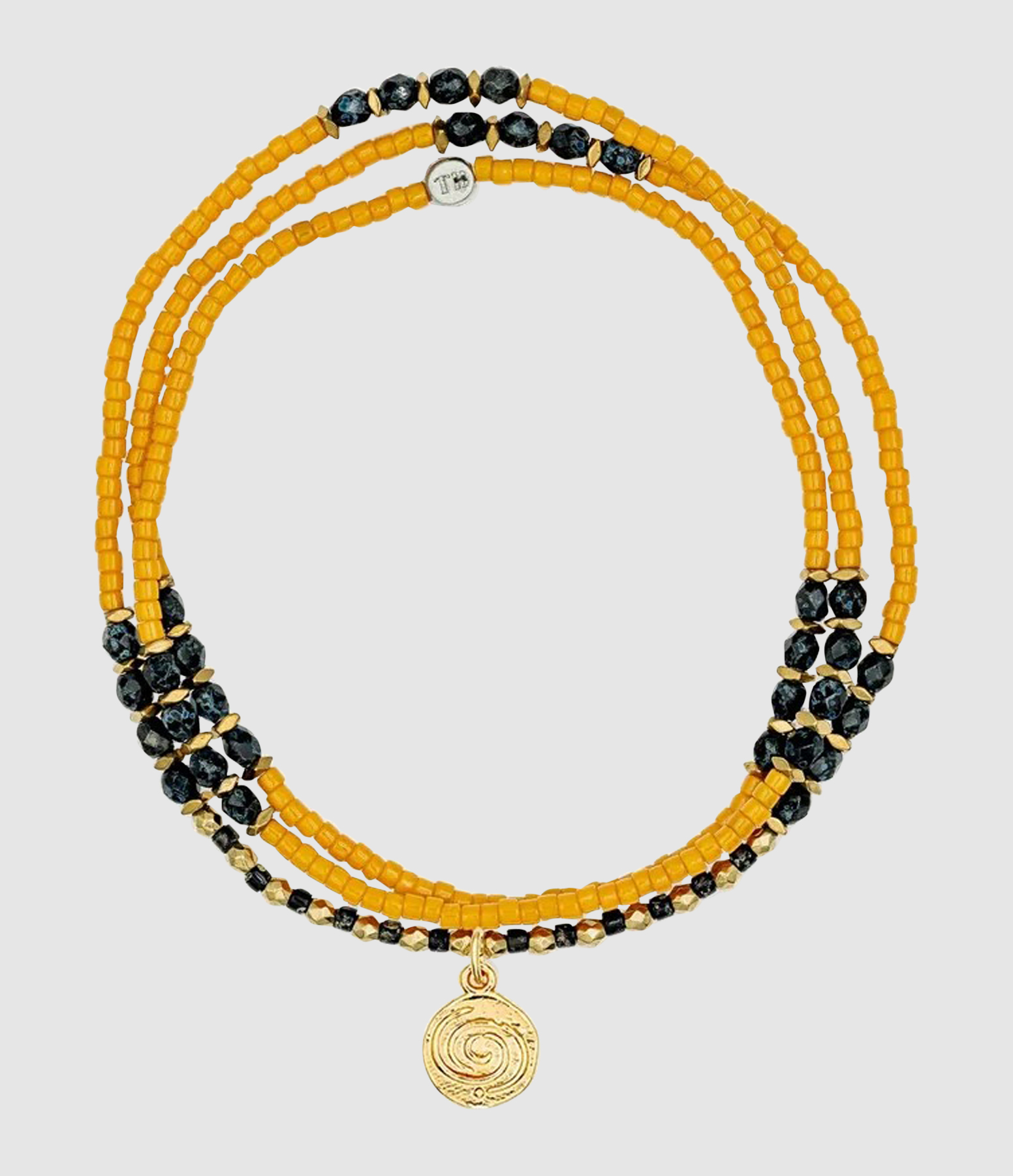Collier Et Bracelet 3 Tours Transformation Moutarde