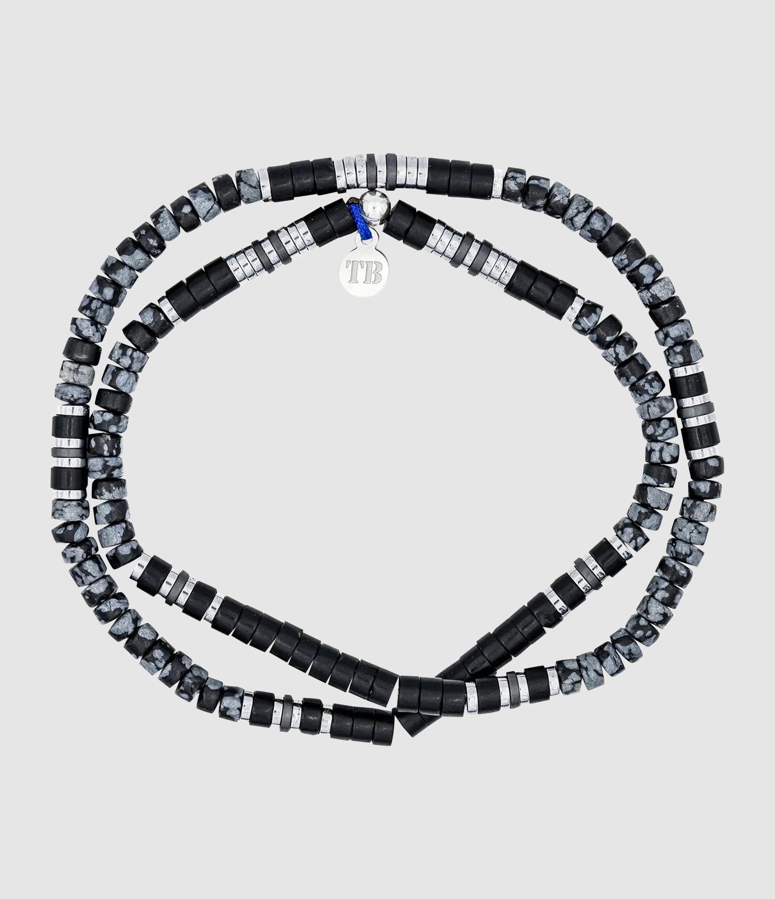 Collier Et Bracelet 2 Tours Ugo Obsidienne Noir 38 cm