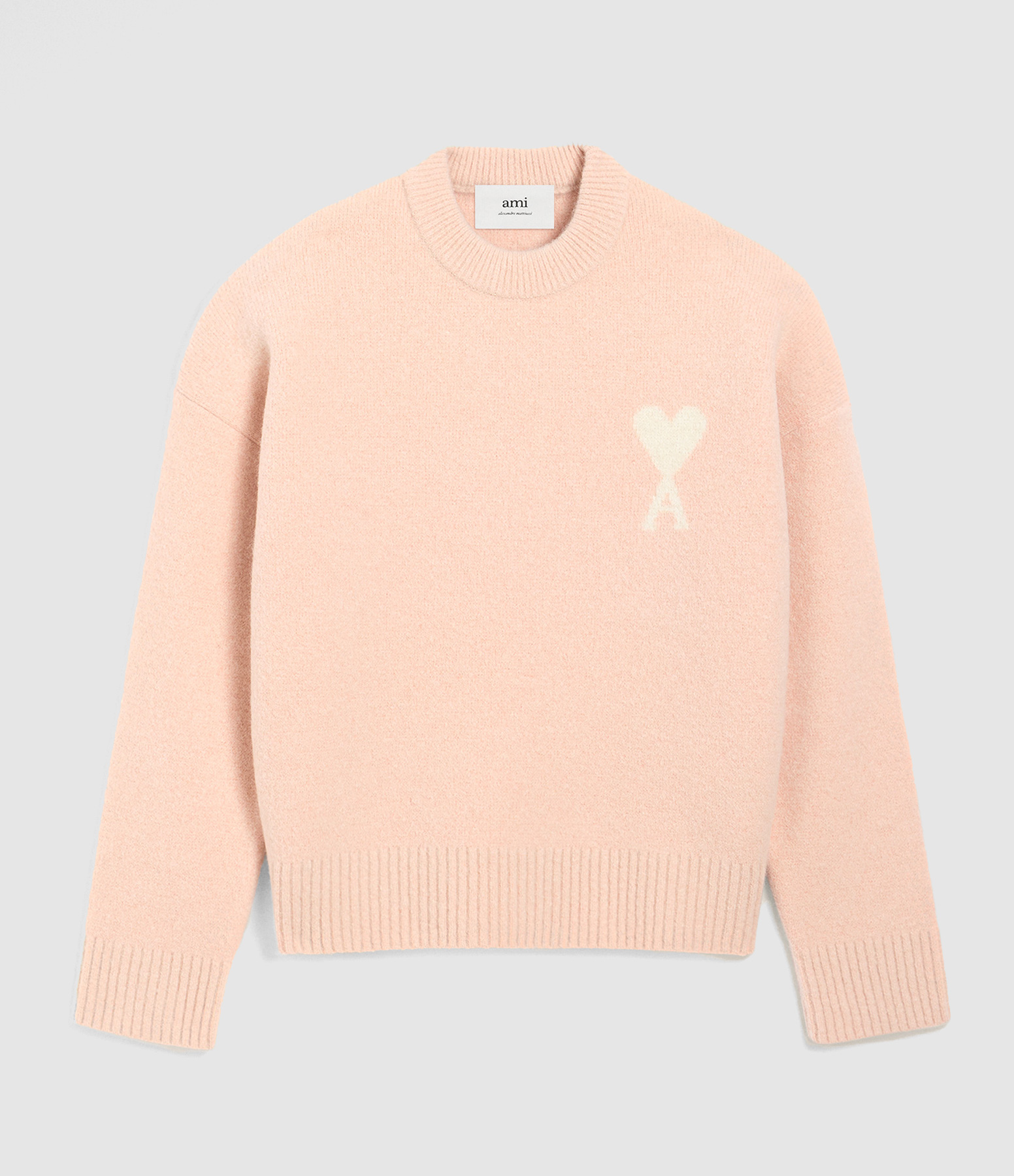 Pull Col Rond Ami de Cœur Poudre Ecru