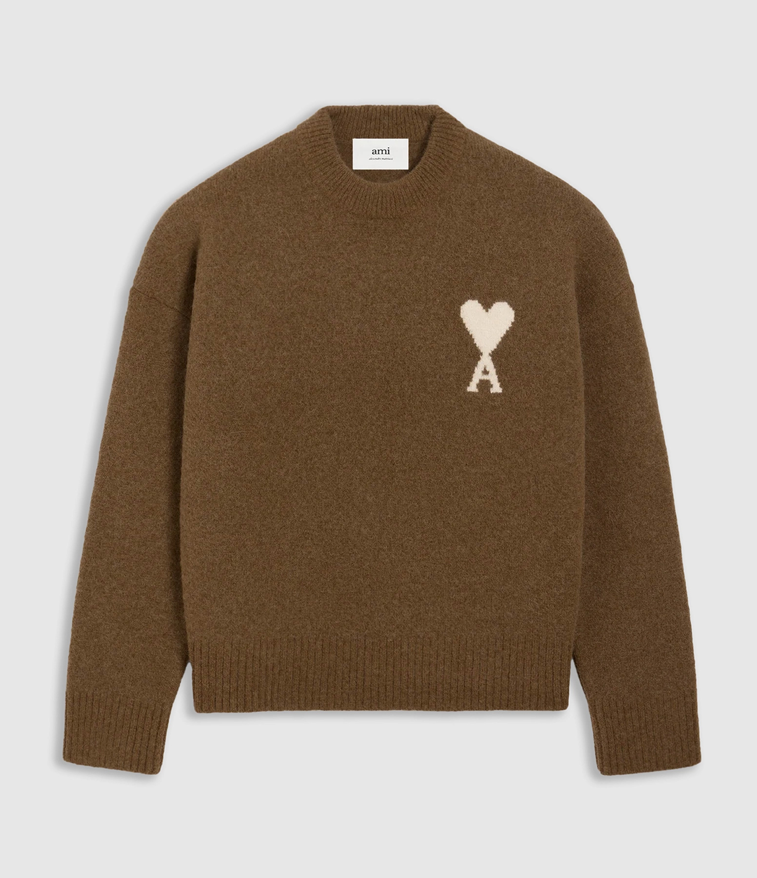 Pull Col Rond Ami de Cœur Noisette Ecru