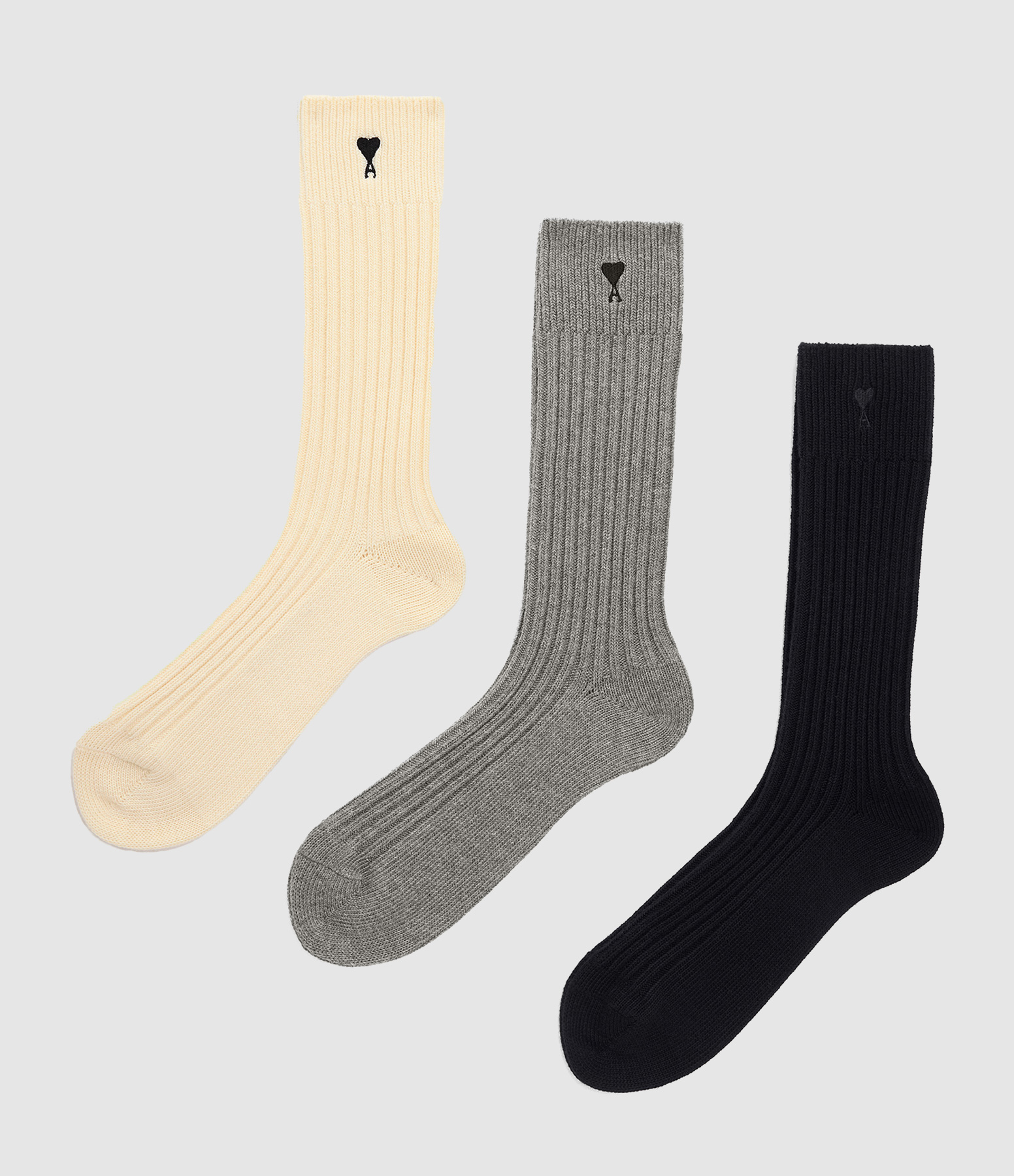 Pack Trois Chaussettes Ami de Cœur Noir Écru Gris