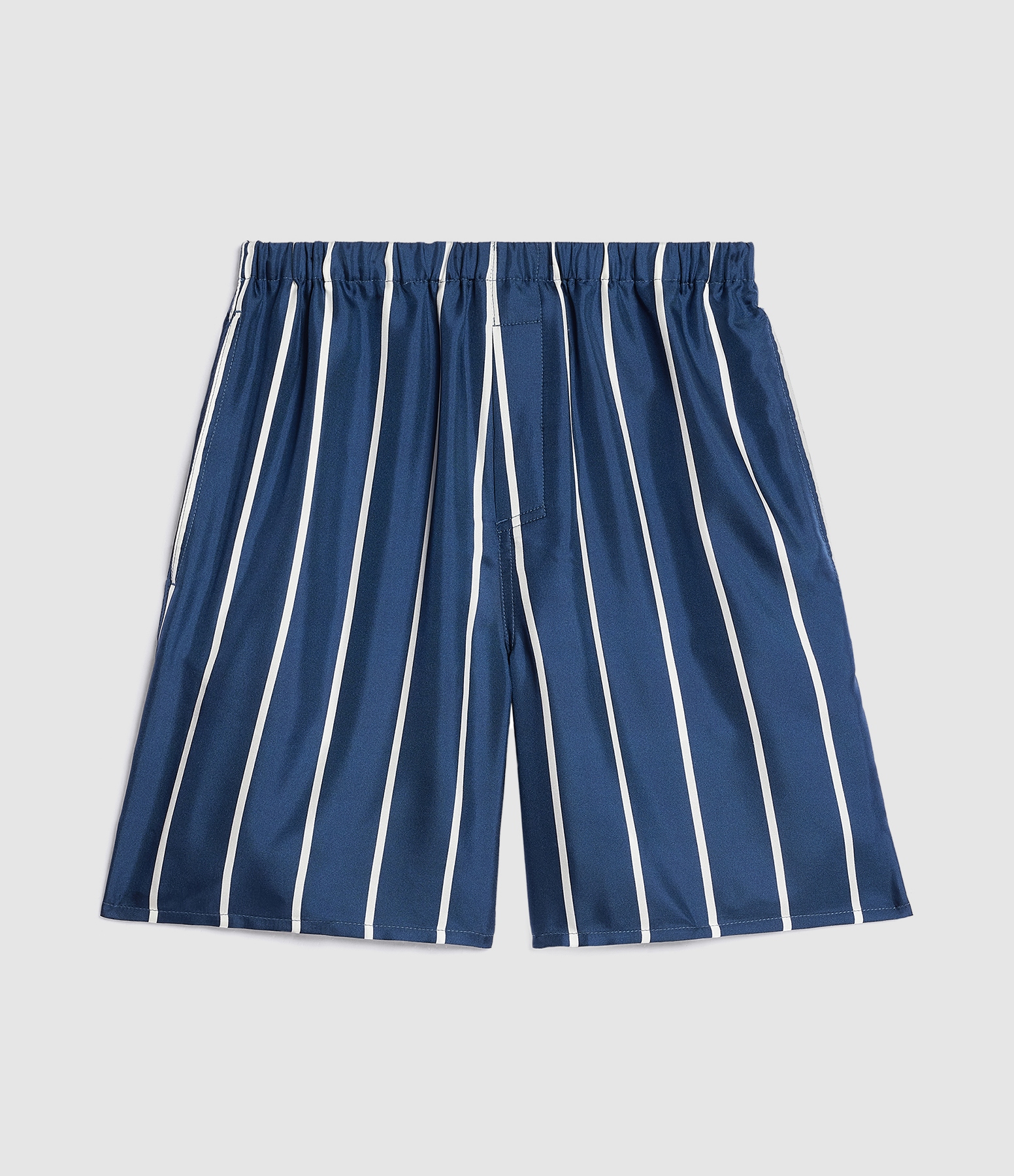 Short Unisexe Soie Rayures Bleu